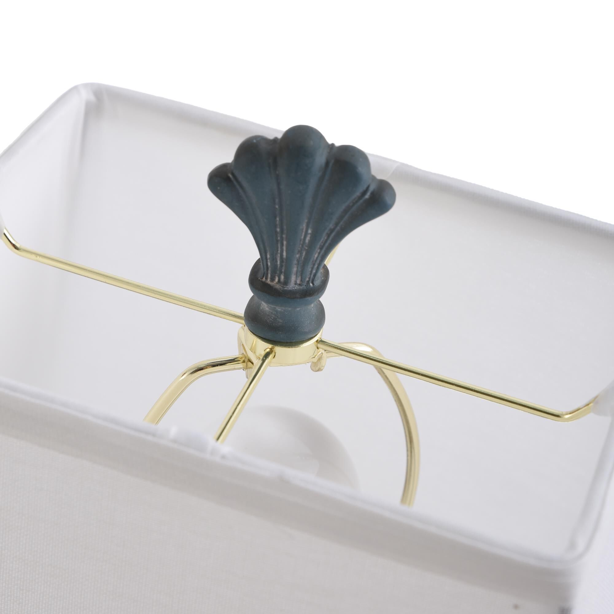 Shown in Blue finish and White Softback Fabric shade