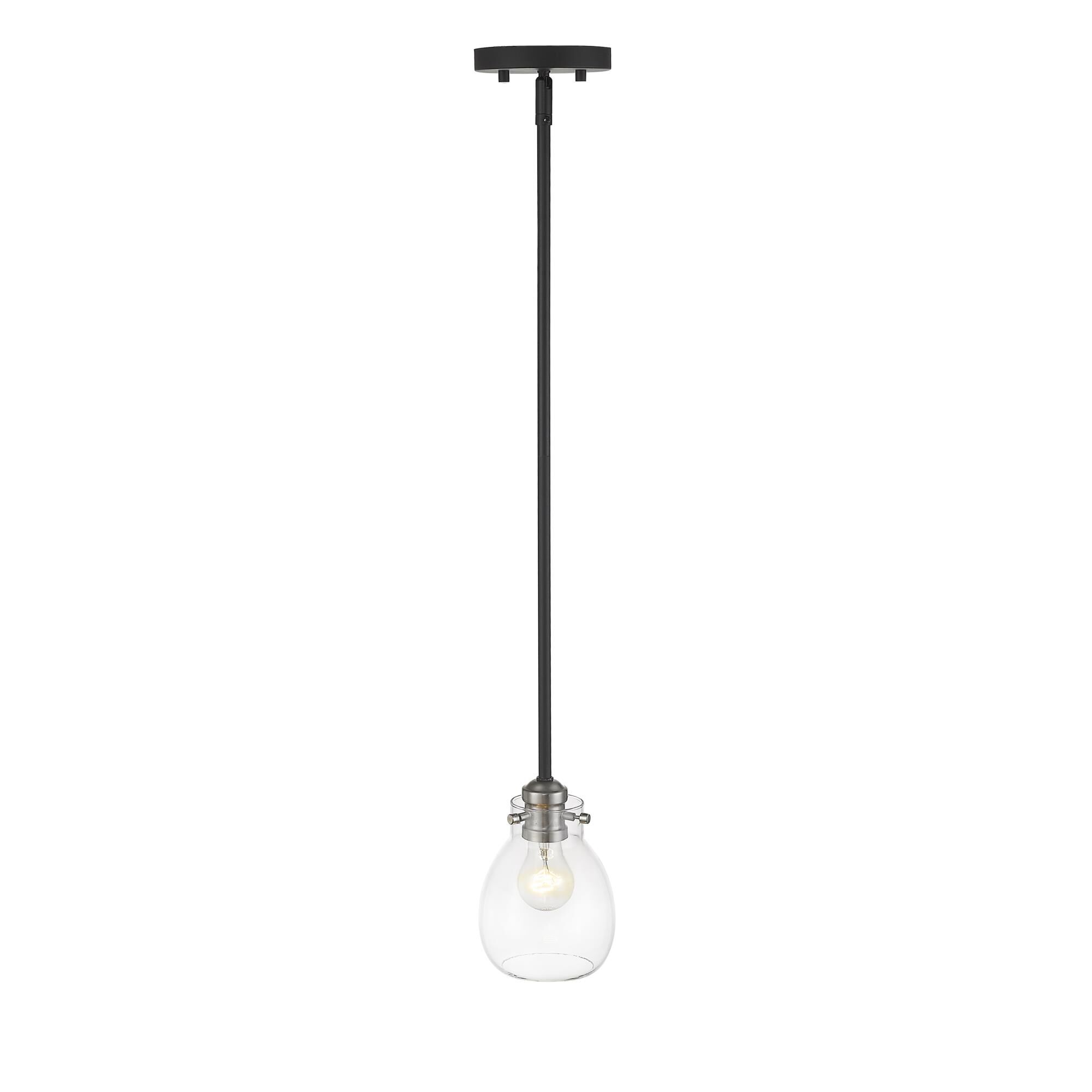 Shown in Matte Black + Brushed Nickel finish and Glass shade