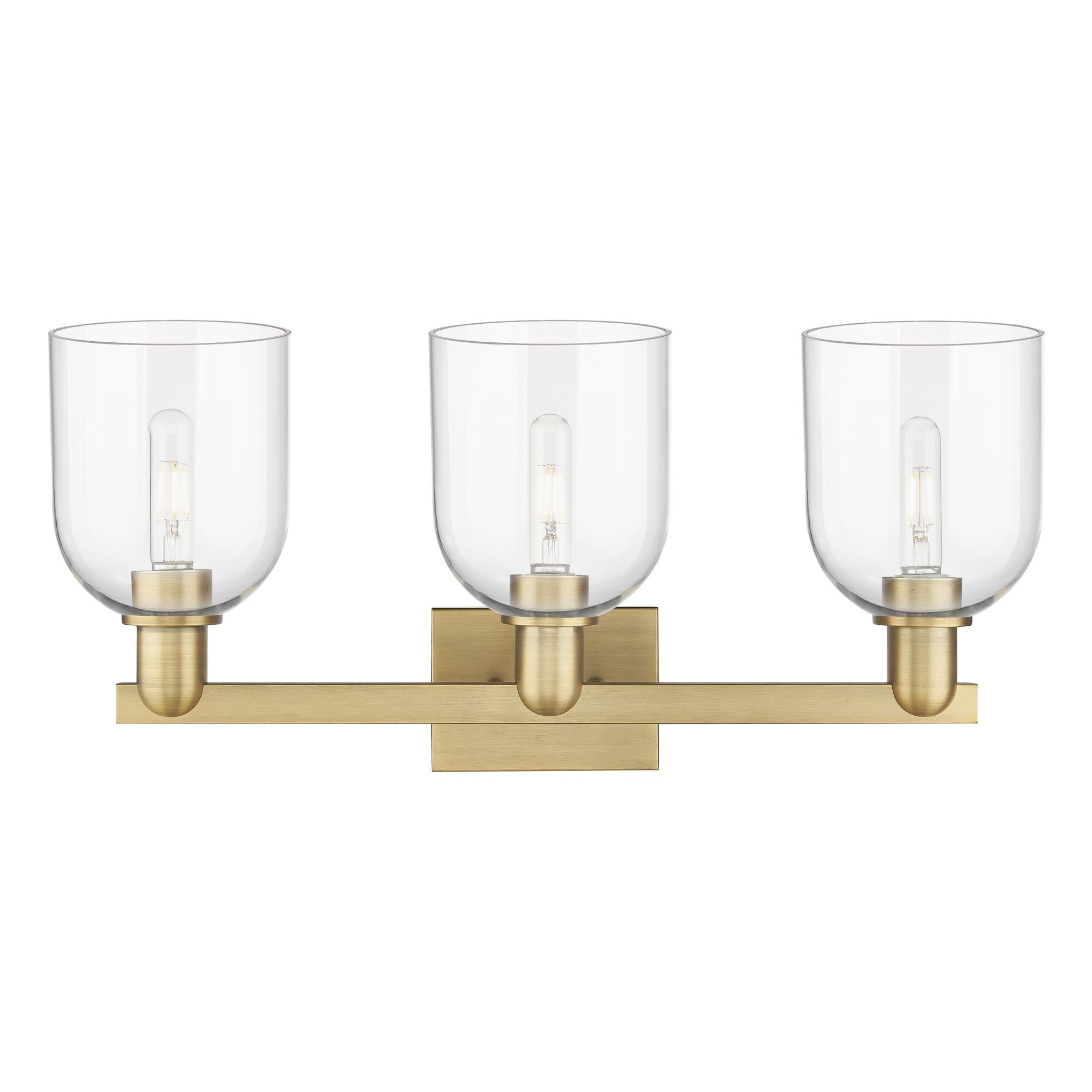 Shown in Brushed Brass finish and Clear glass
