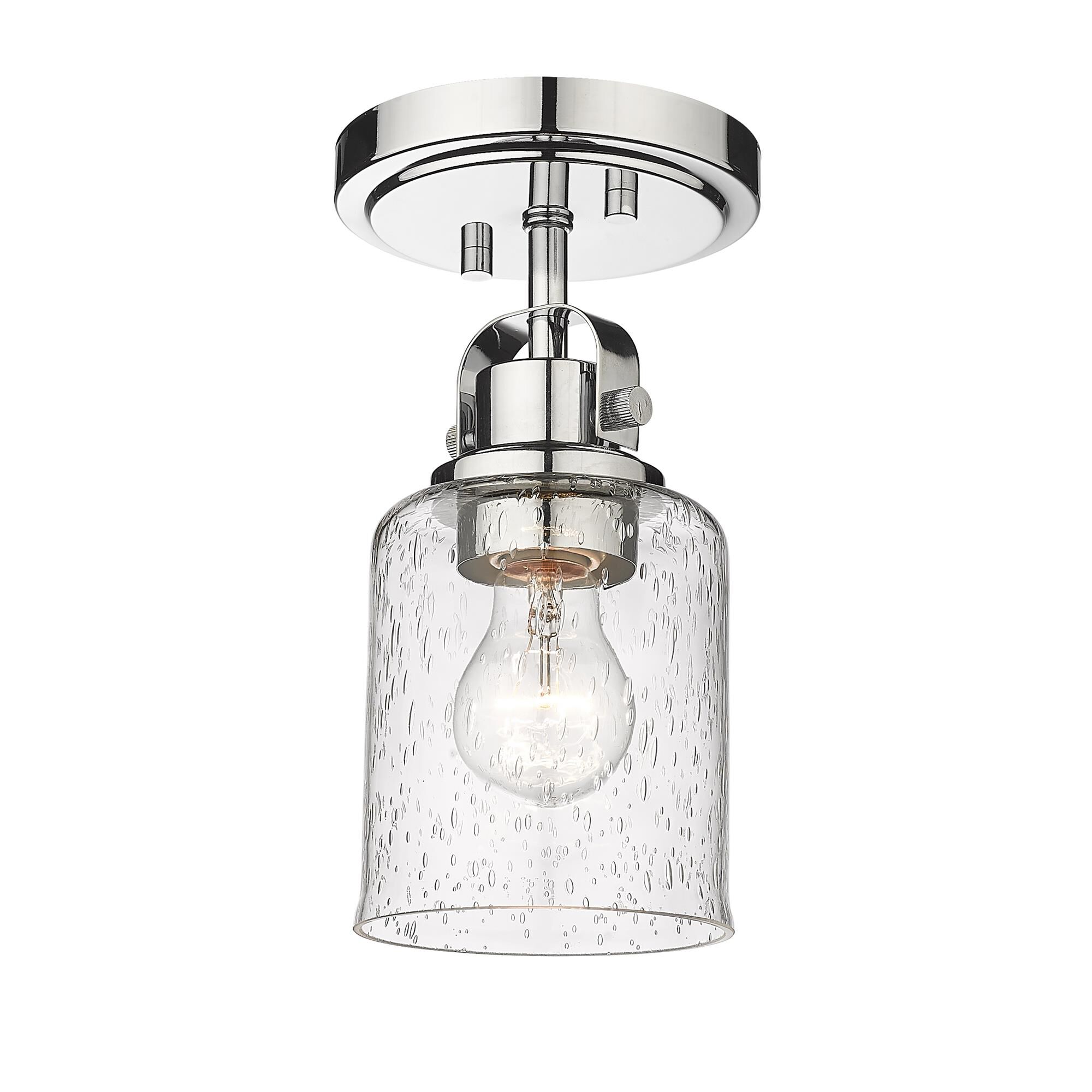 Shown in Chrome finish and Glass shade