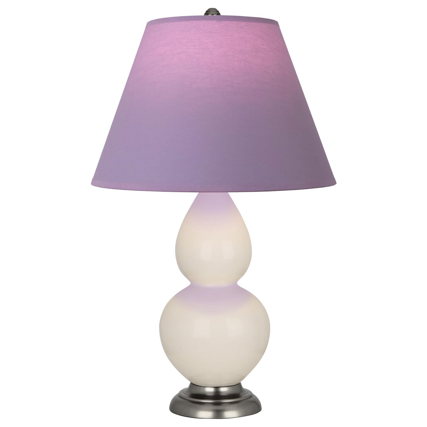 Shown in Bone finish and Lavender and Plum shade and Antique Silver accent