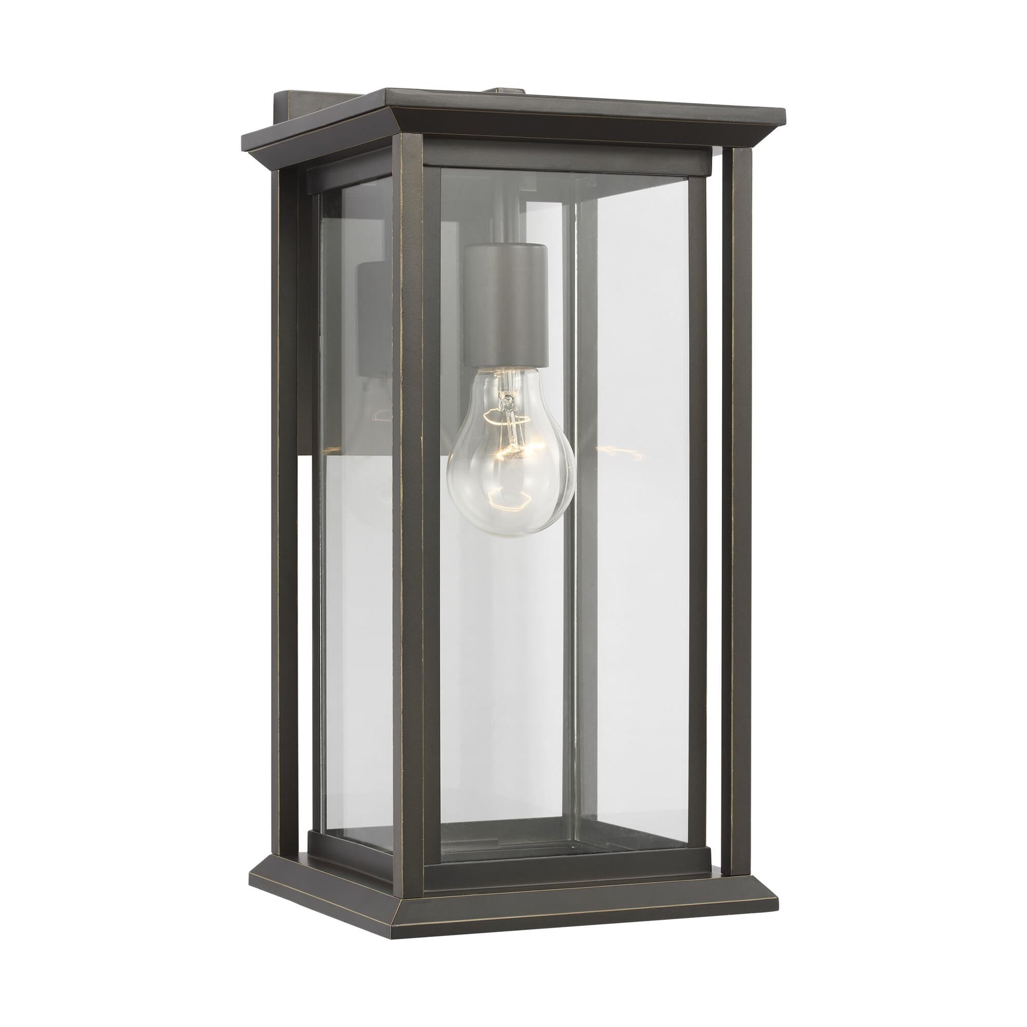 Shown in Antique Bronze finish and Clear Glass Panels shade