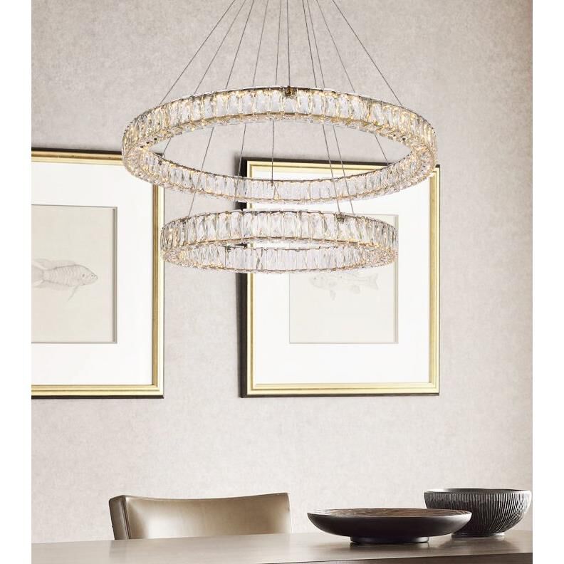Monroe 36 Inch 2 Light LED Chandelier by Elegant Lighting