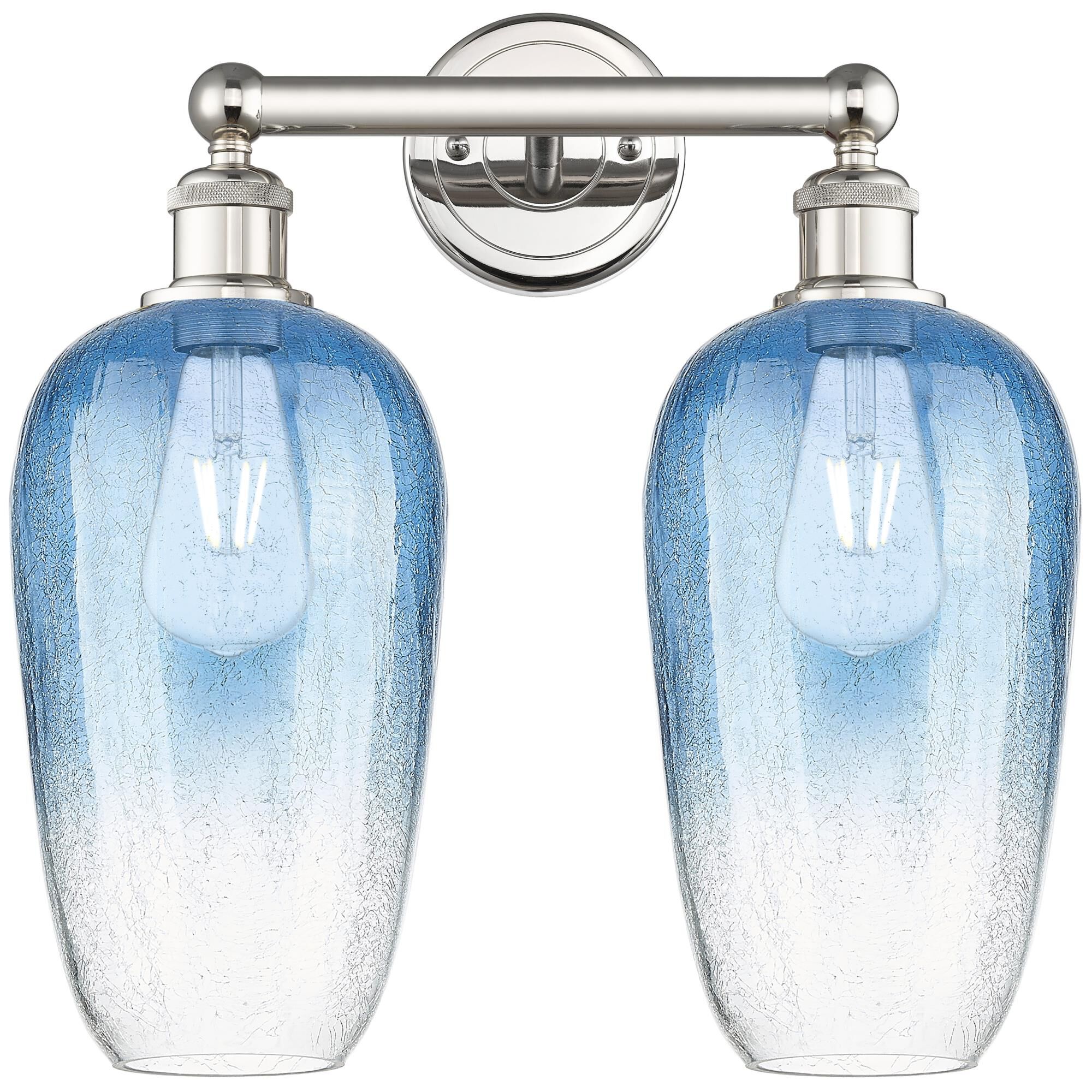 Shown in Polished Nickel finish and Sapphire Blue glass