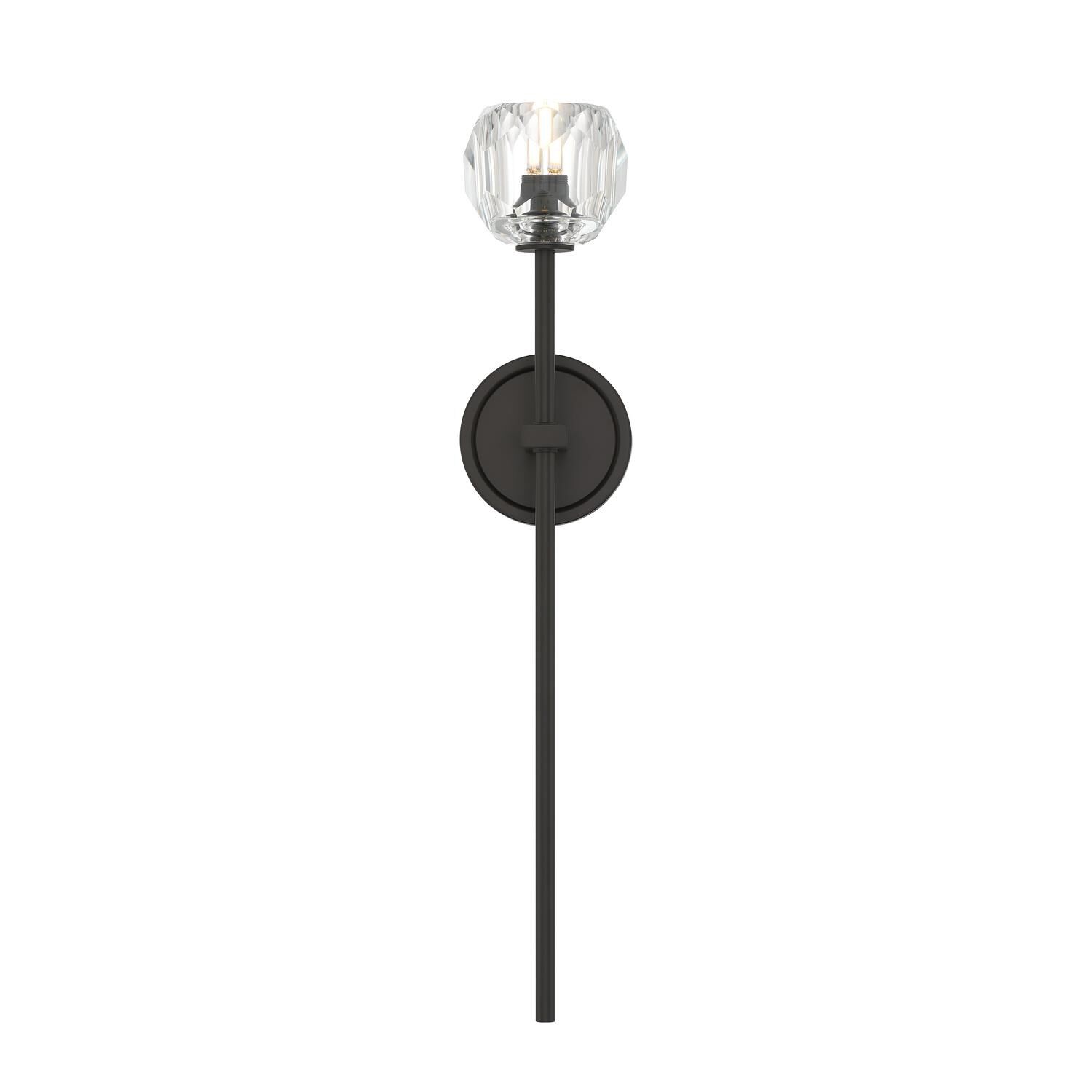 Shown in Matte Black finish and Faceted Cut crystal and Crystal glass and Crystal shade