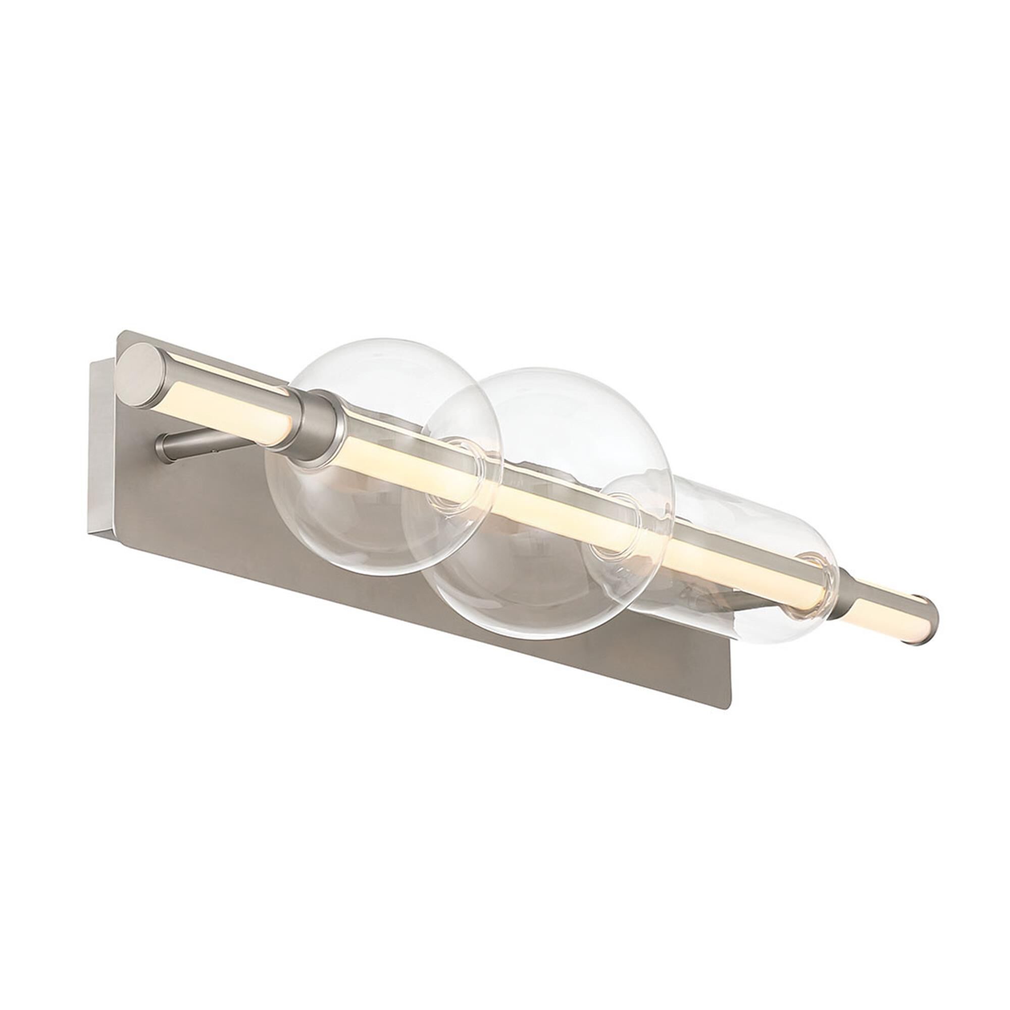 Shown in Satin Nickel finish and Clear glass