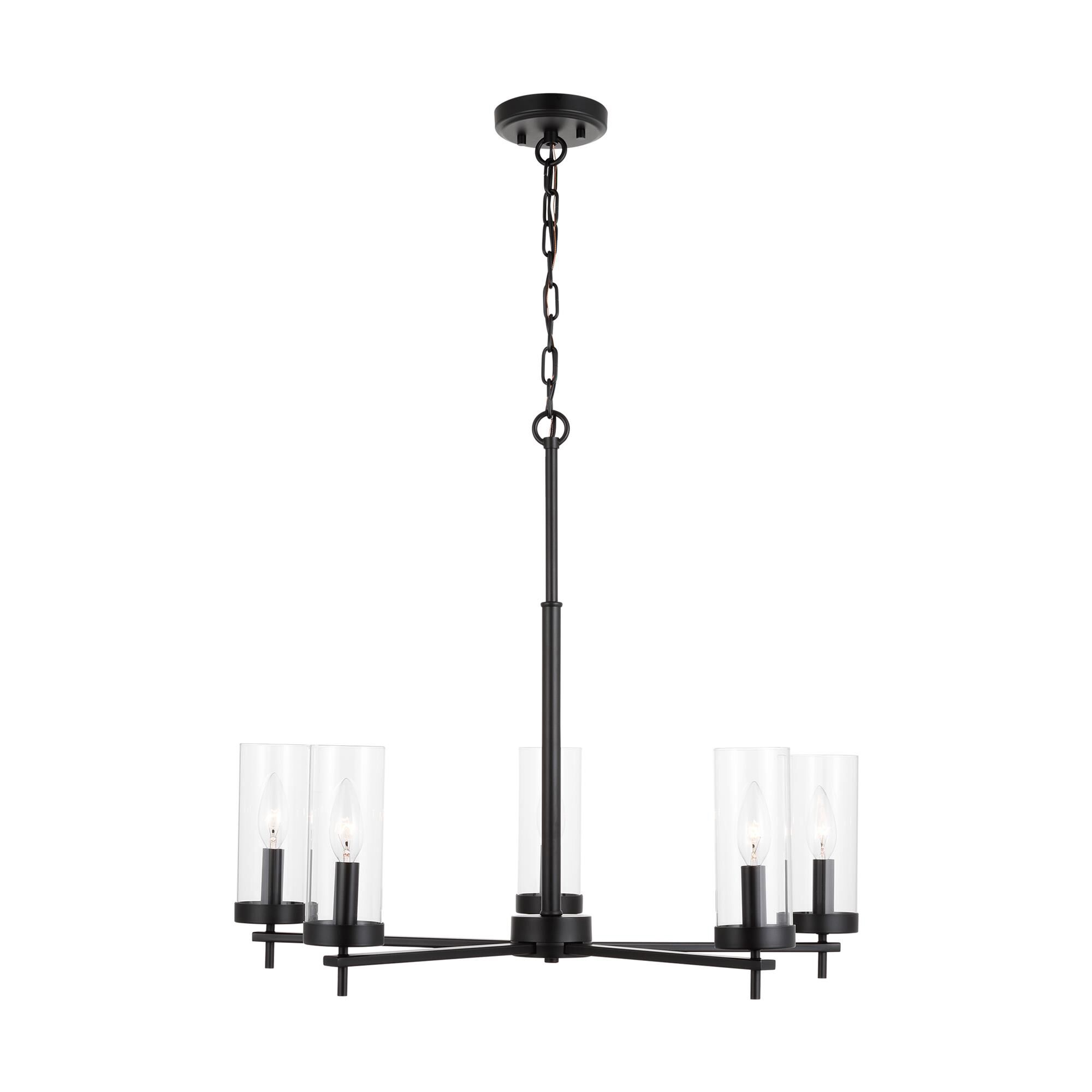 Shown in Midnight Black finish and Clear Glass s shade