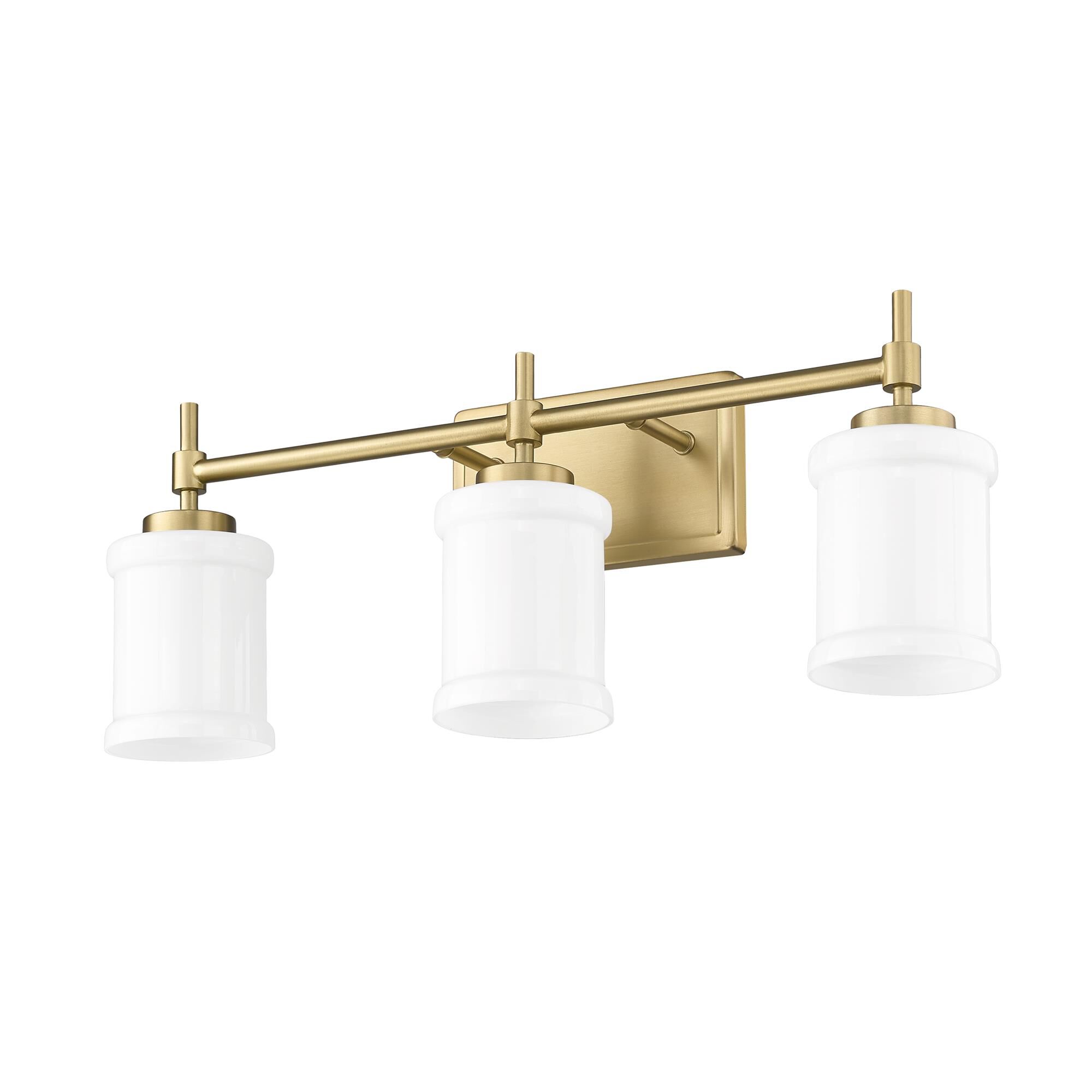 Shown in Modern Gold finish and Gloss Opal glass and Gloss Opal shade