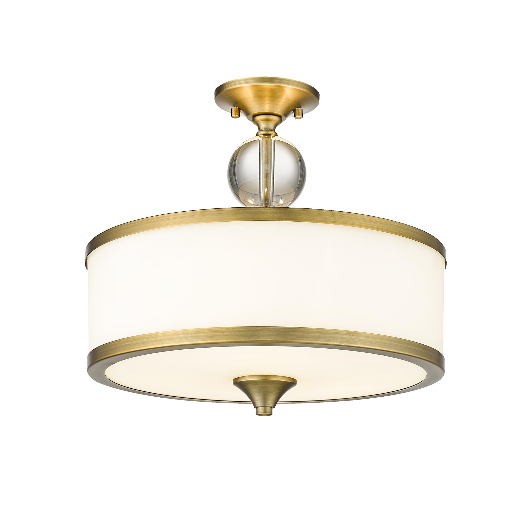 Shown in Heritage Brass finish and Glass shade