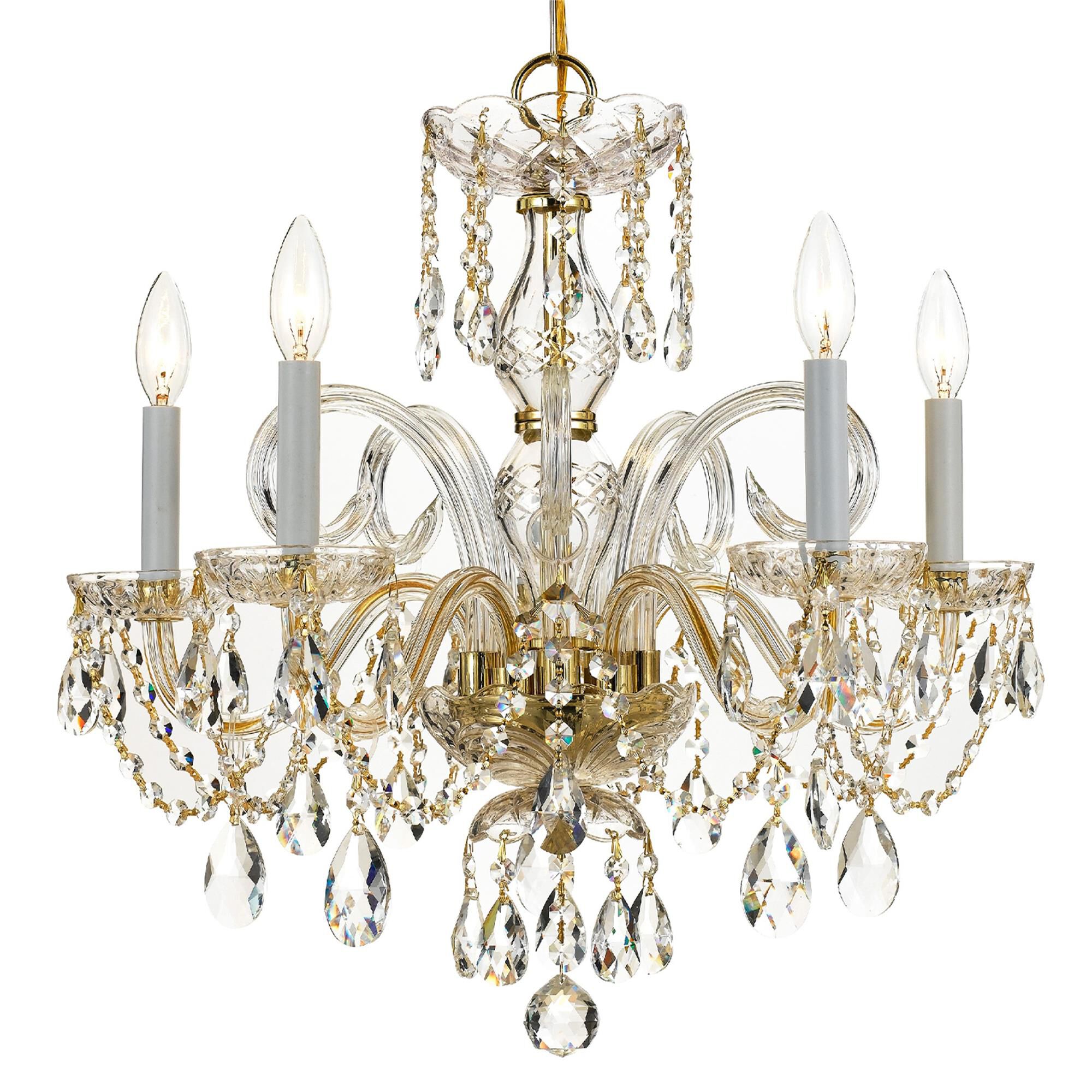 Shown in Polished Brass finish and Hand Cut Crystal crystal
