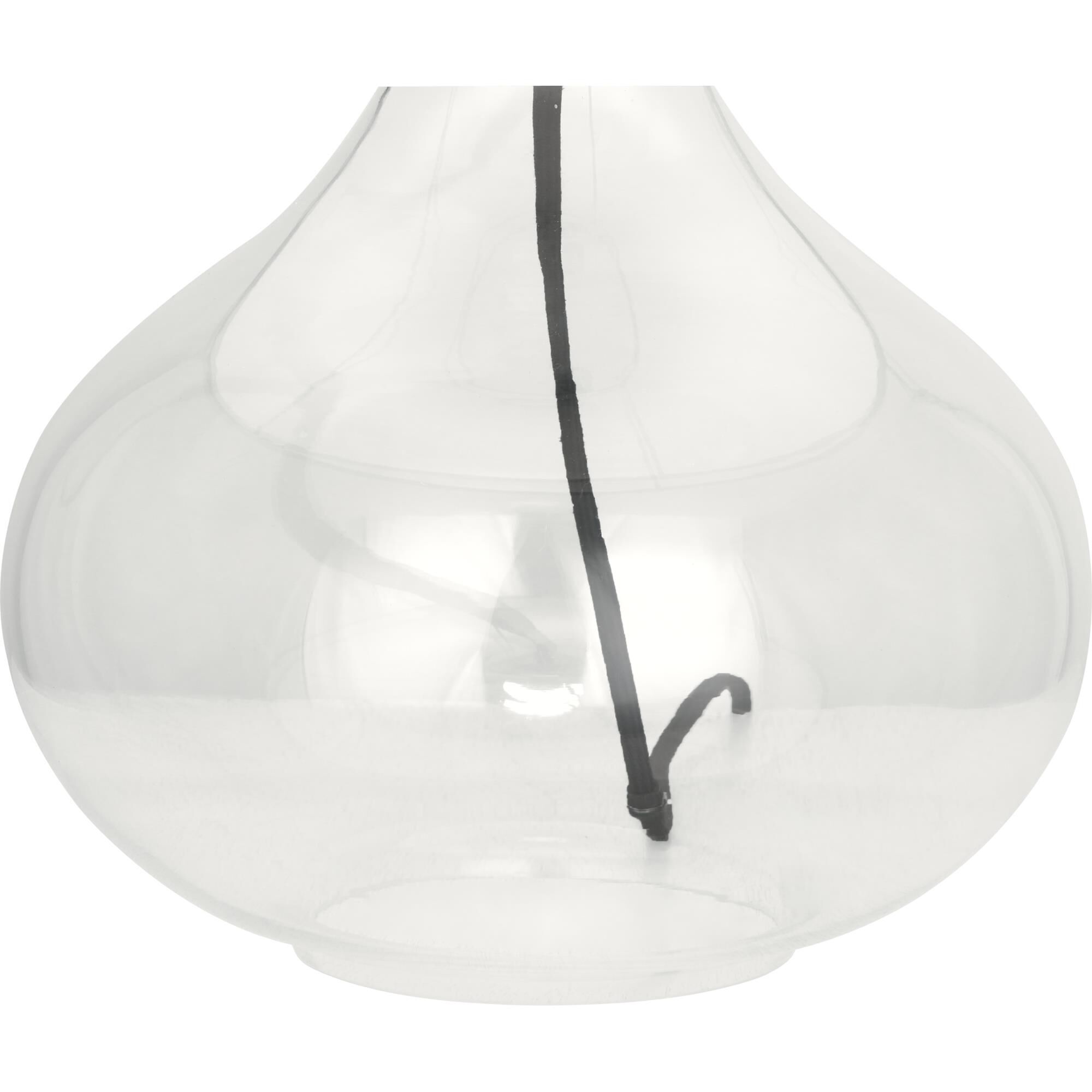 Shown in Clear Glass Body With Black Fabric Wrapped Cord finish and White Organza Fabric shade