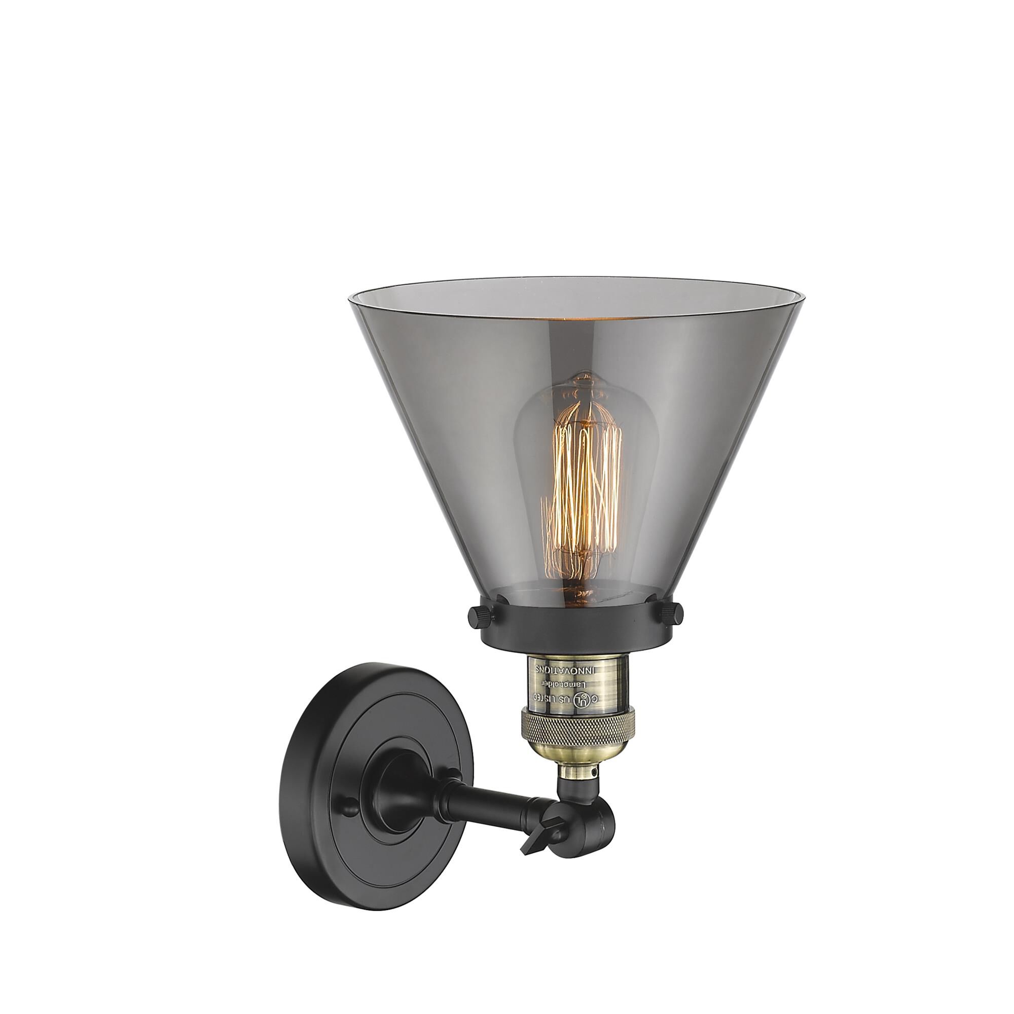 Shown in Black Antique Brass finish and Smoked glass