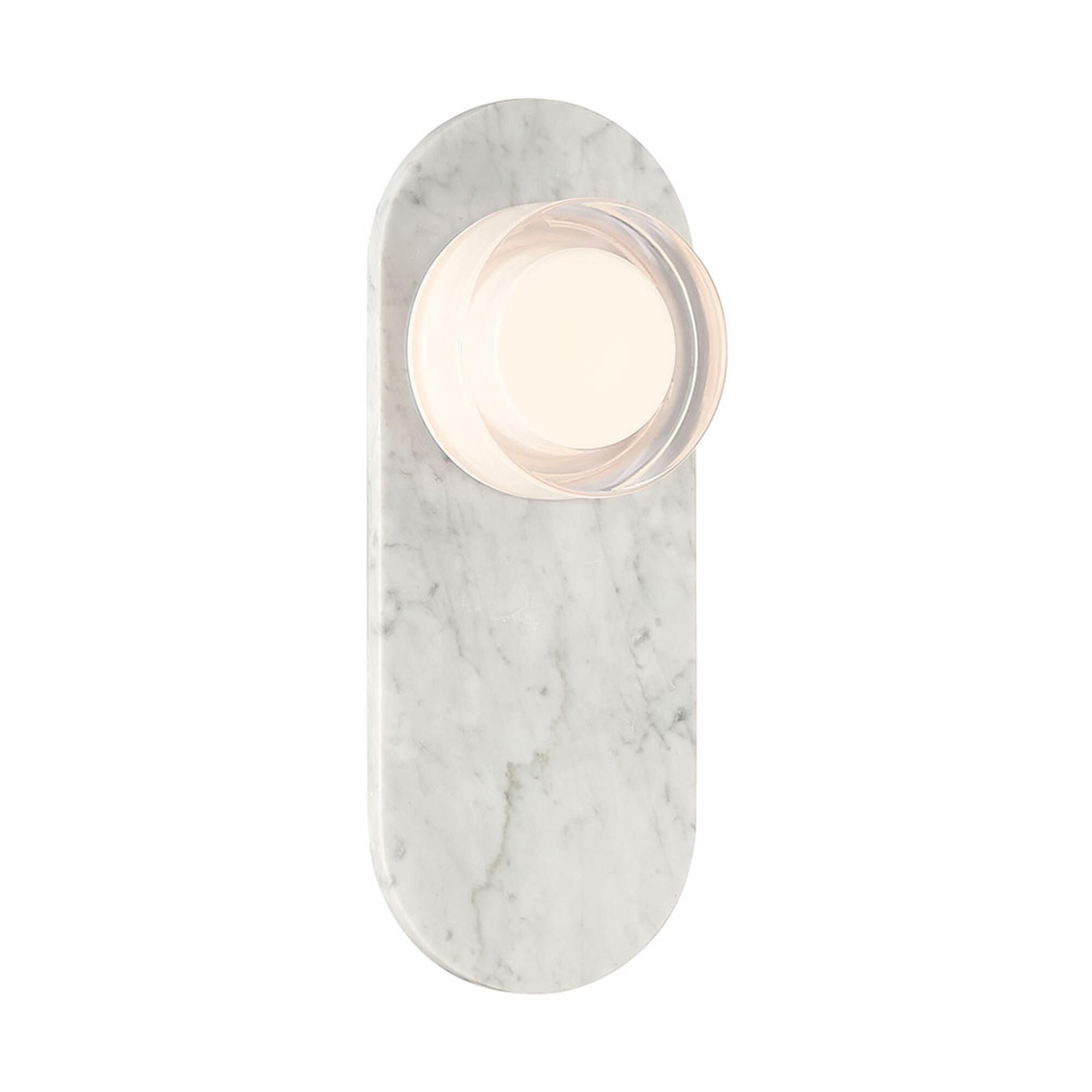 Shown in Marble White finish and Clear Smooth glass