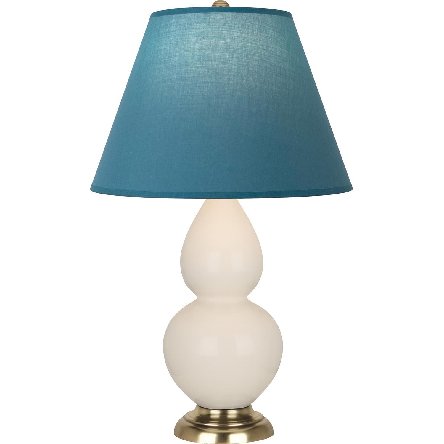 Shown in Bone finish and Bright Blue and Gray shade and Antique Natural Brass accent