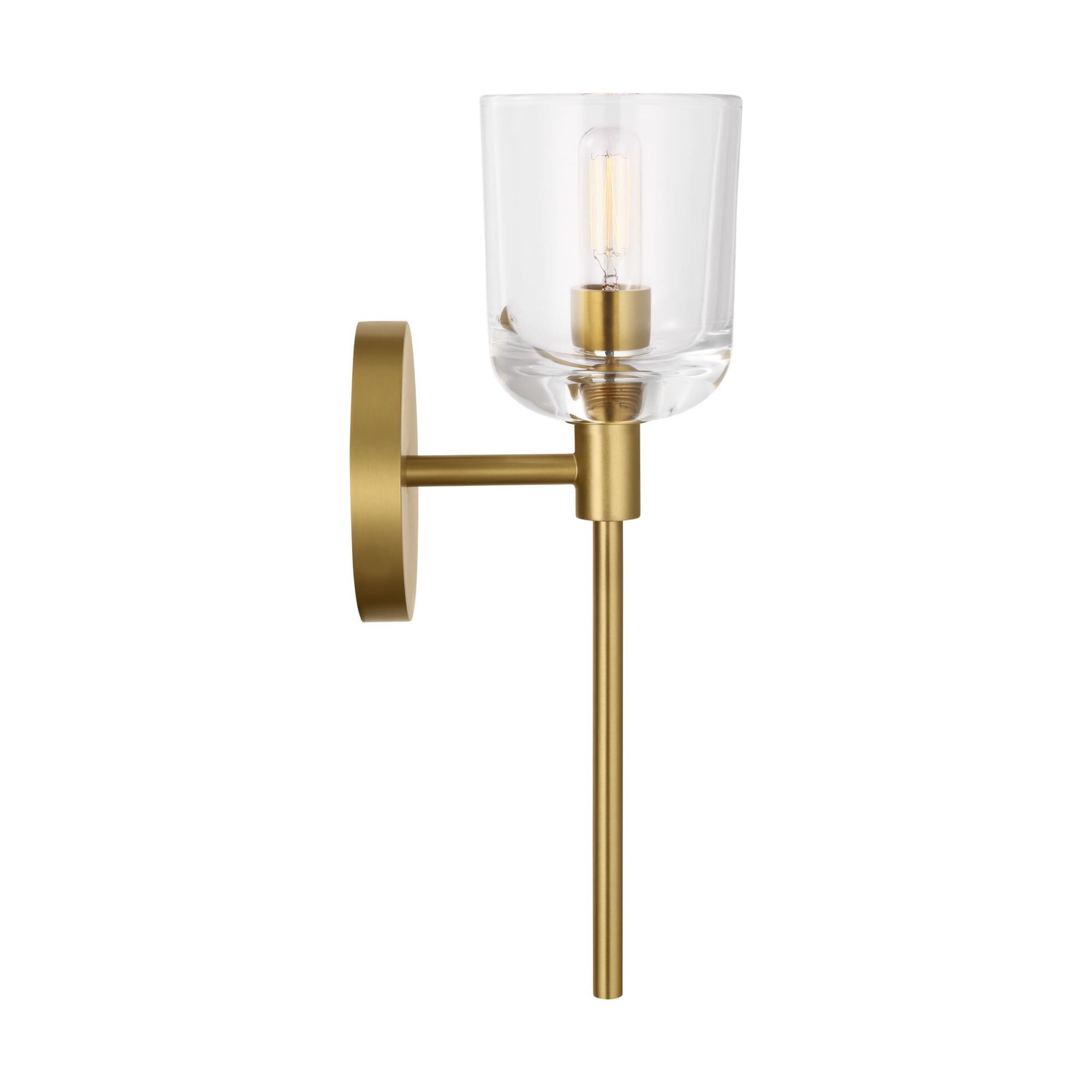 Shown in Burnished Brass finish and Clear glass