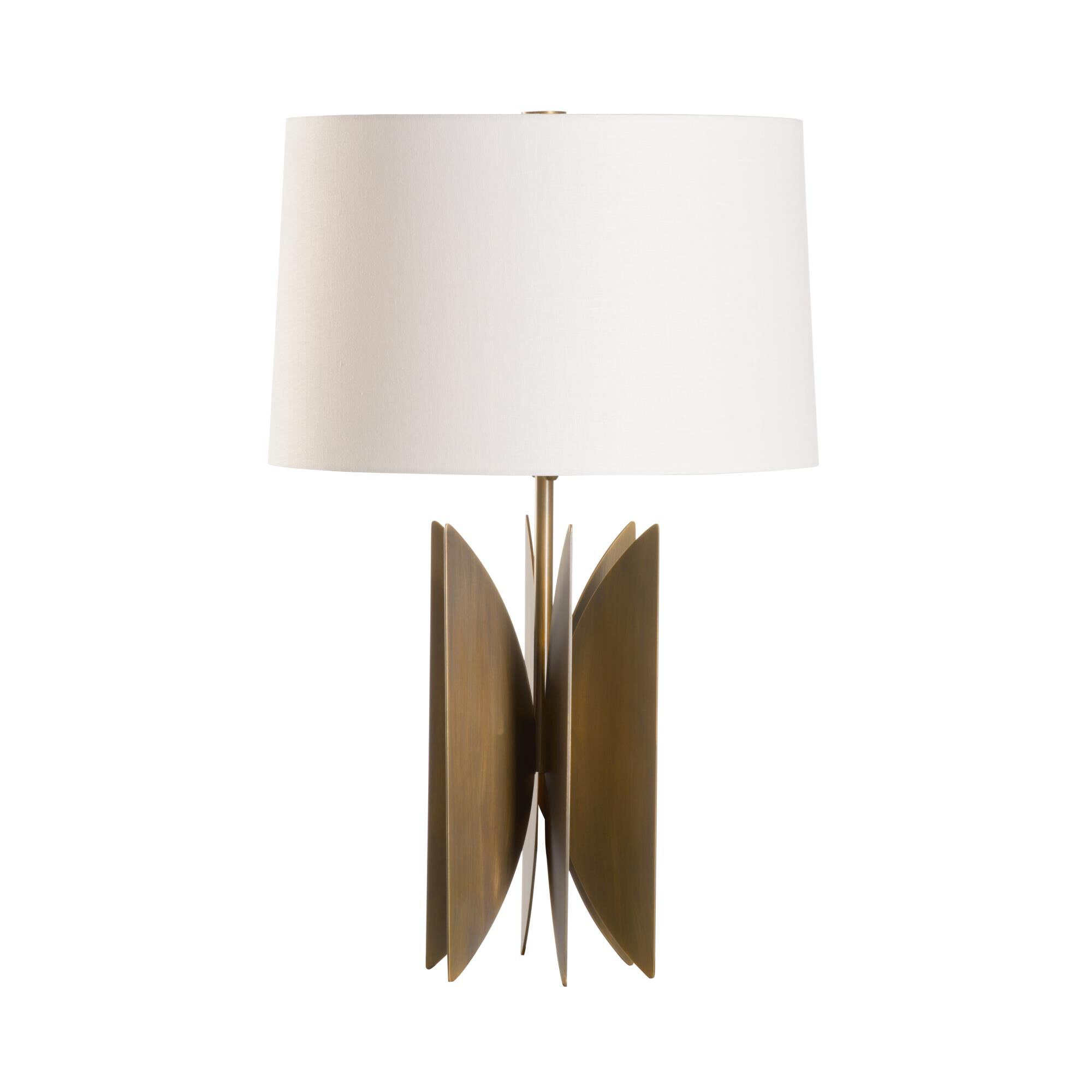 Shown in Gold finish and Linen shade