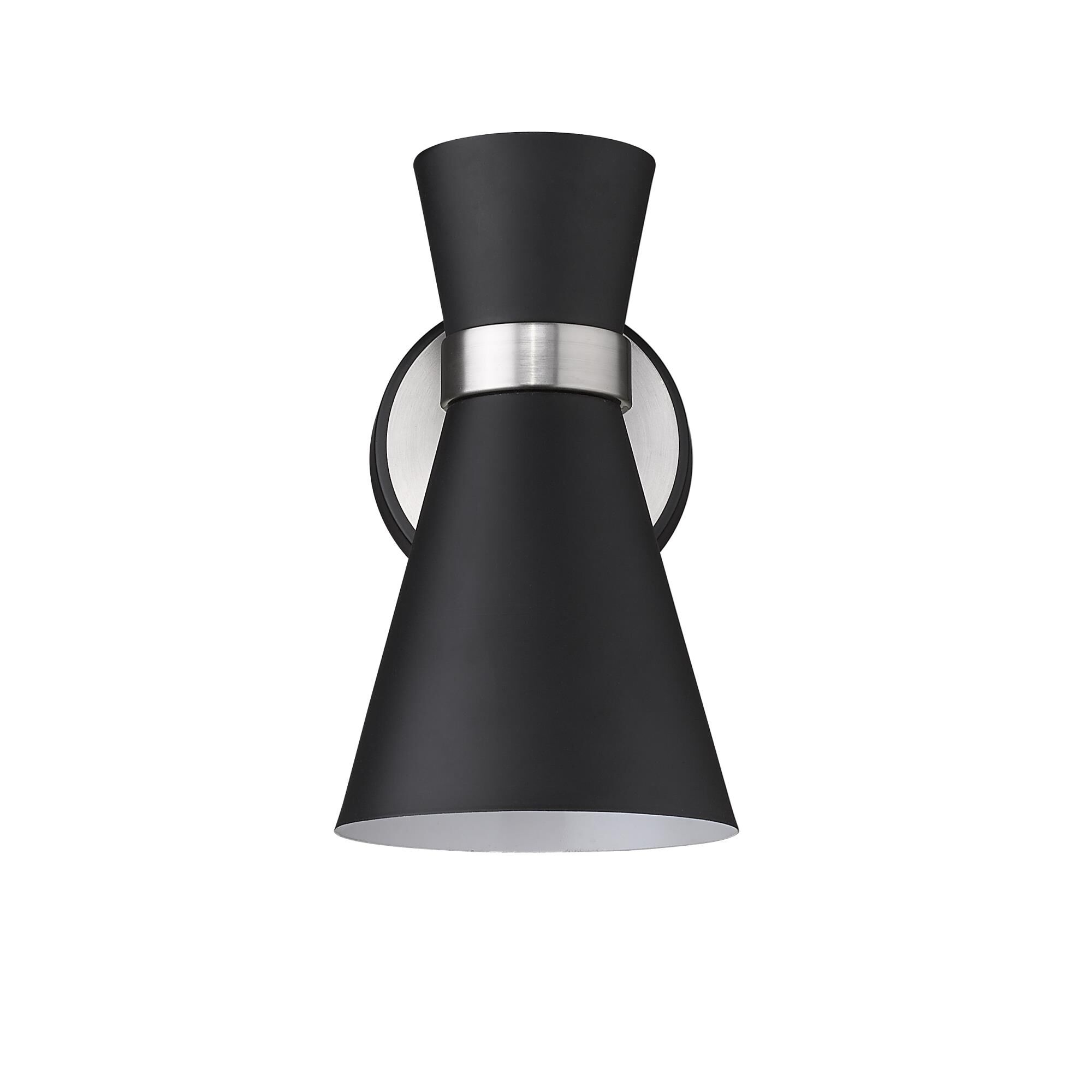 Shown in Matte Black + Brushed Nickel finish and Metal glass and Metal shade