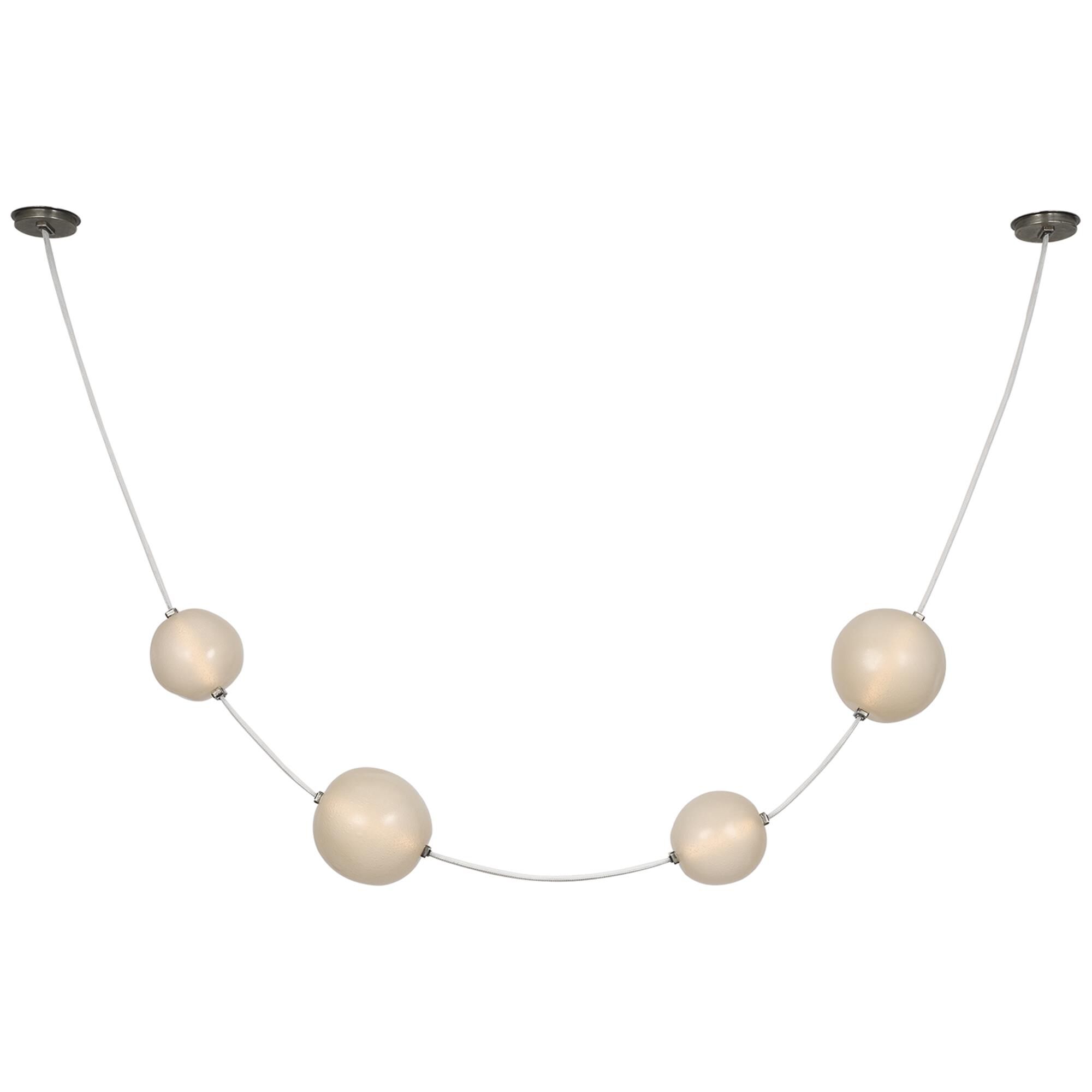 Shown in Bone Suede And Mottled Pewter finish and Fizzy Nude glass
