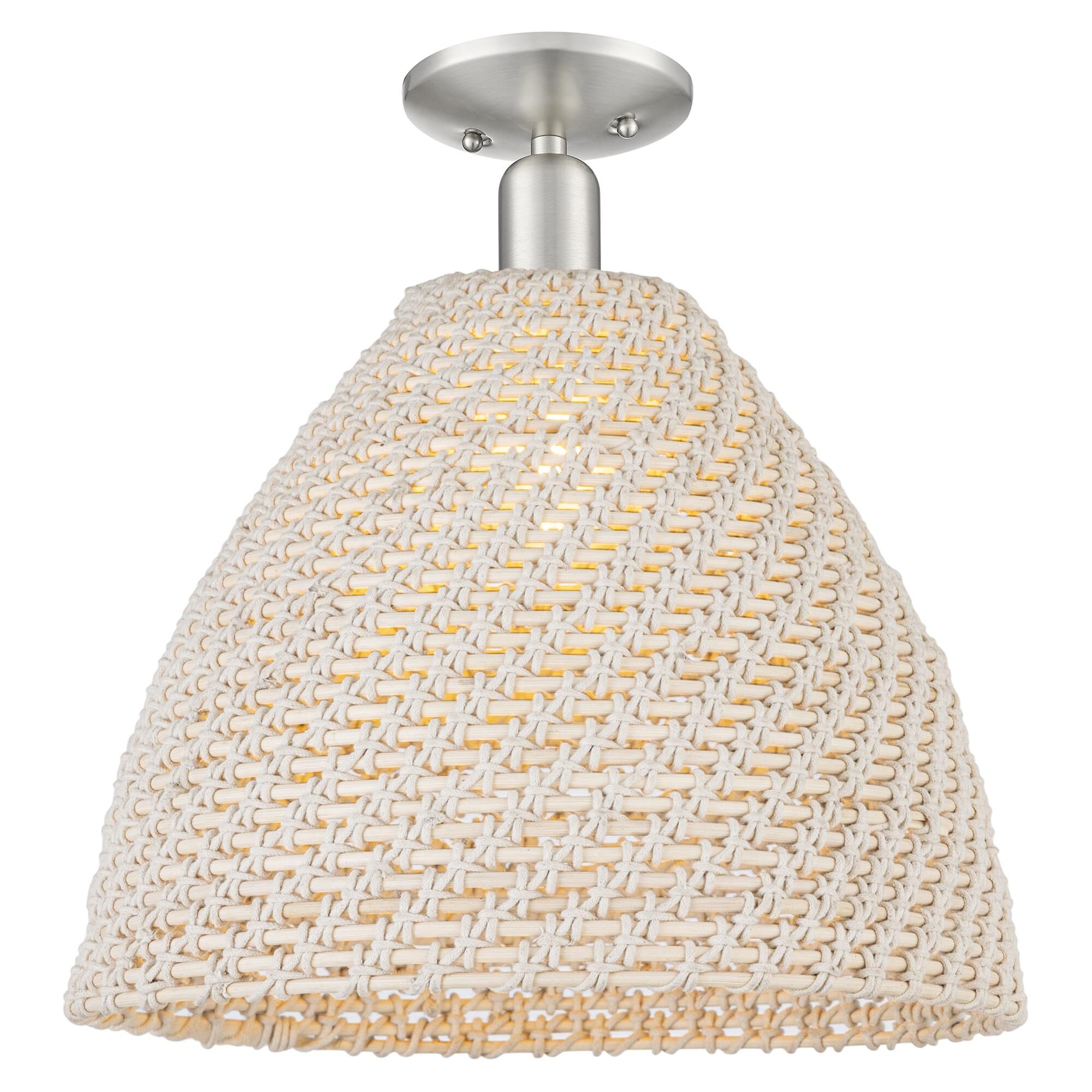 Shown in Brushed Satin Nickel finish and Natural shade