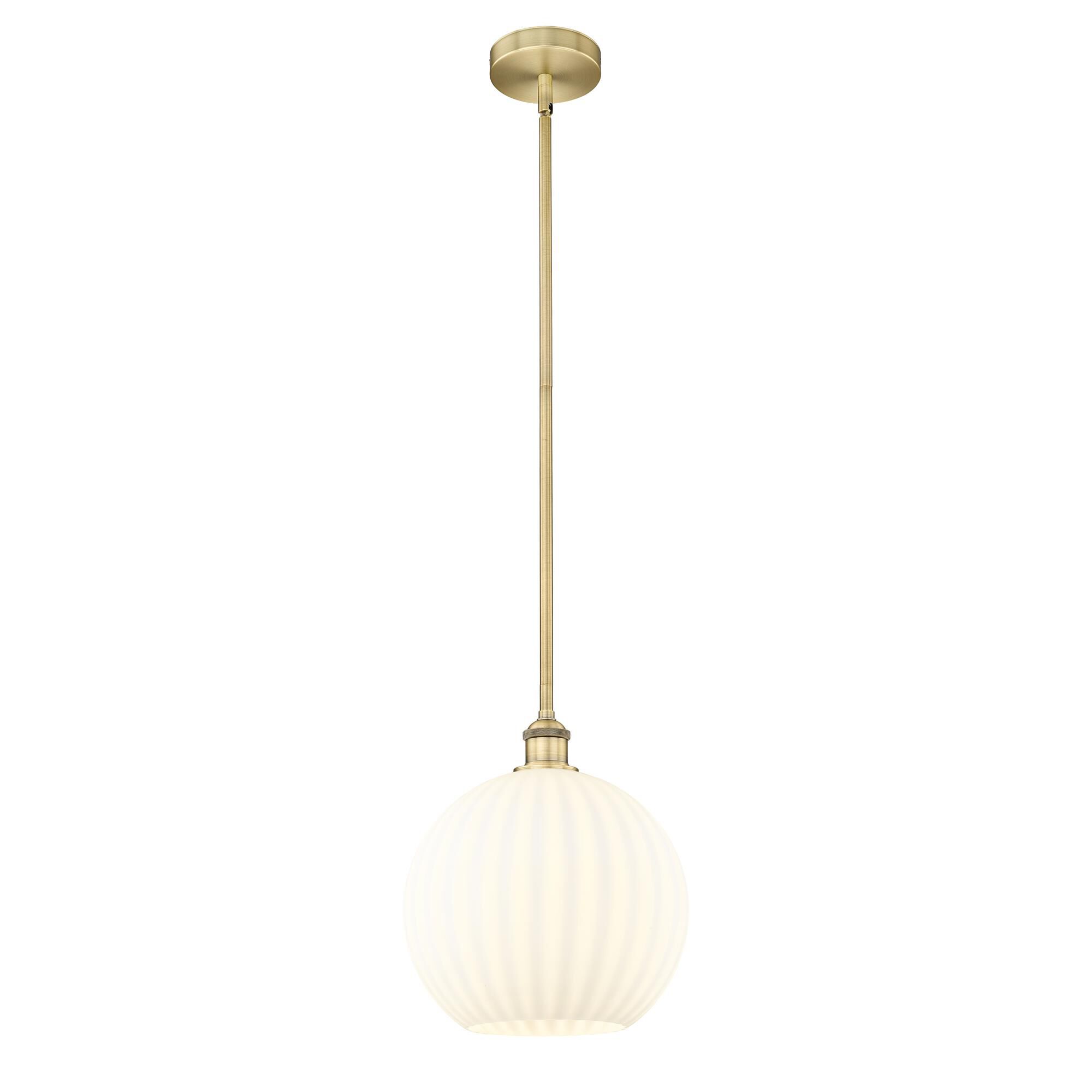 Shown in Brushed Brass finish and White Venetian glass