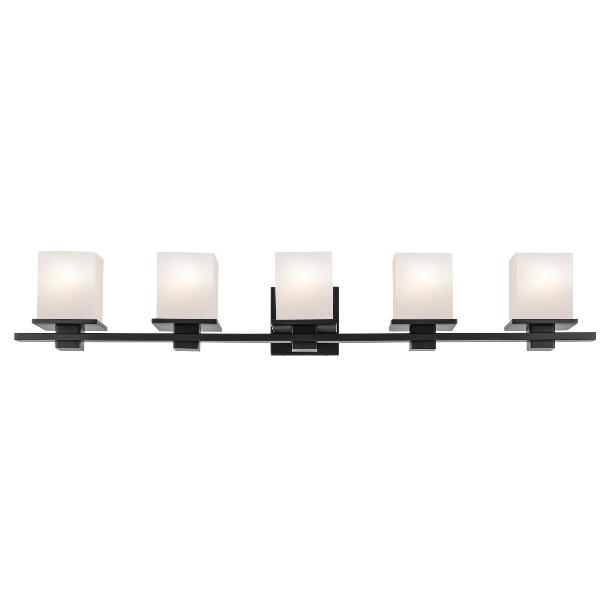 Shown in Black finish and Satin Etched Cased Opal glass