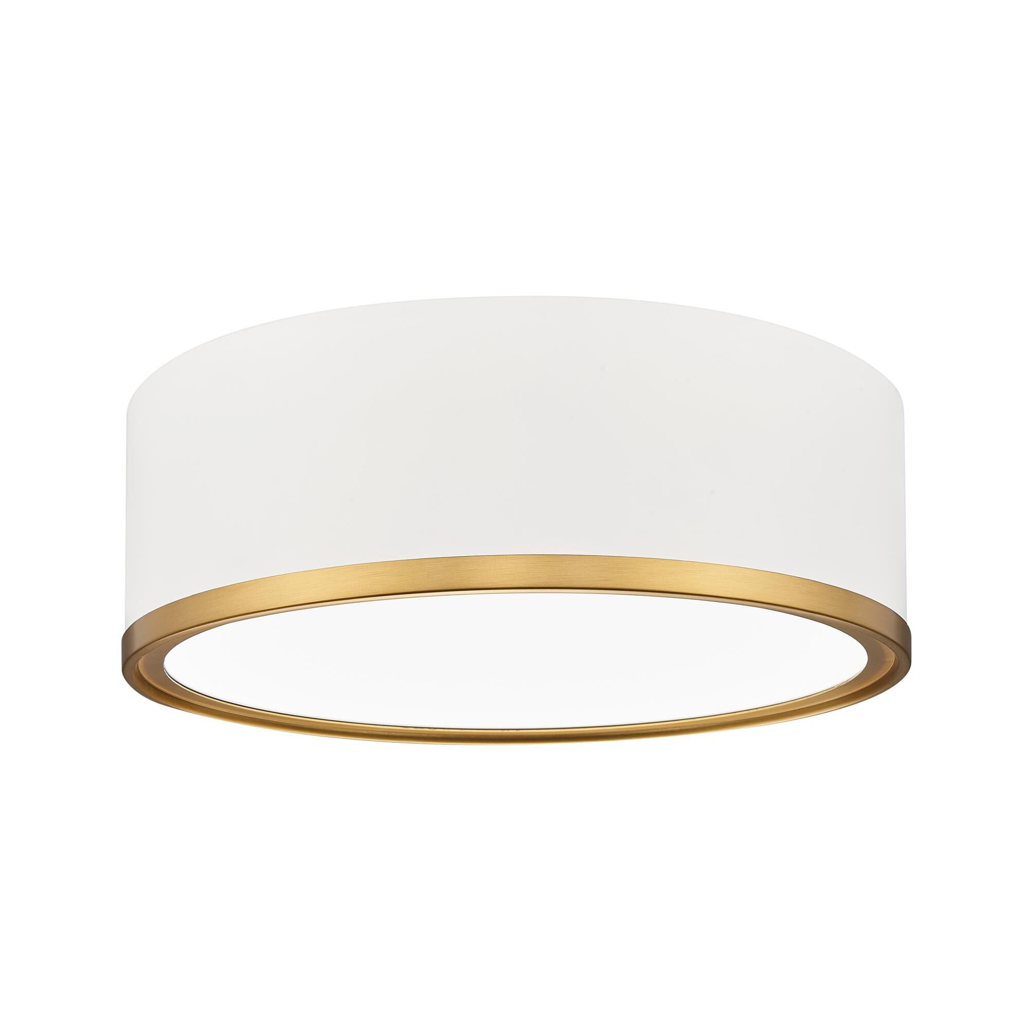 Shown in Matte White + Modern Gold finish and Frosted glass and Frosted shade
