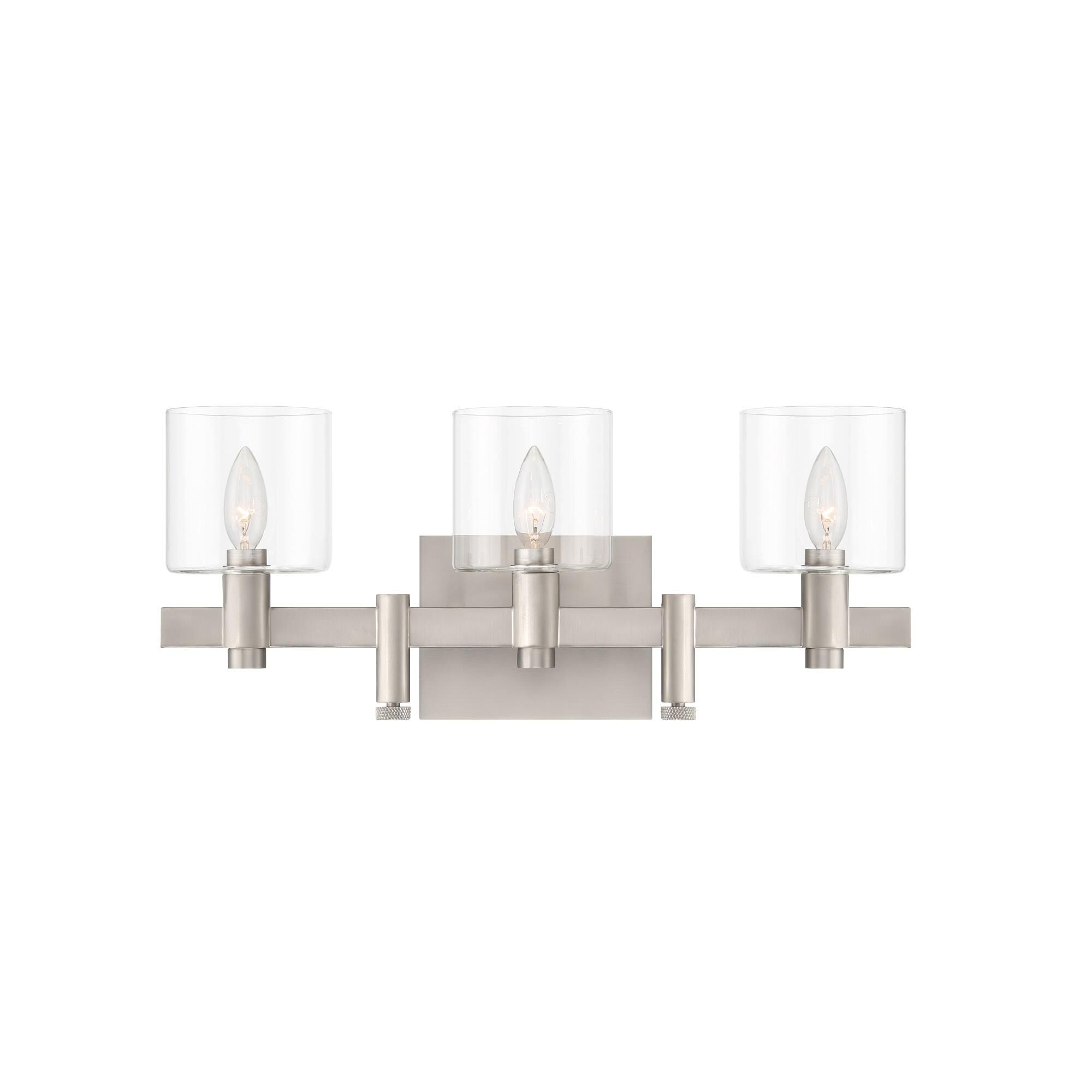 Shown in Nickel finish and Clear glass