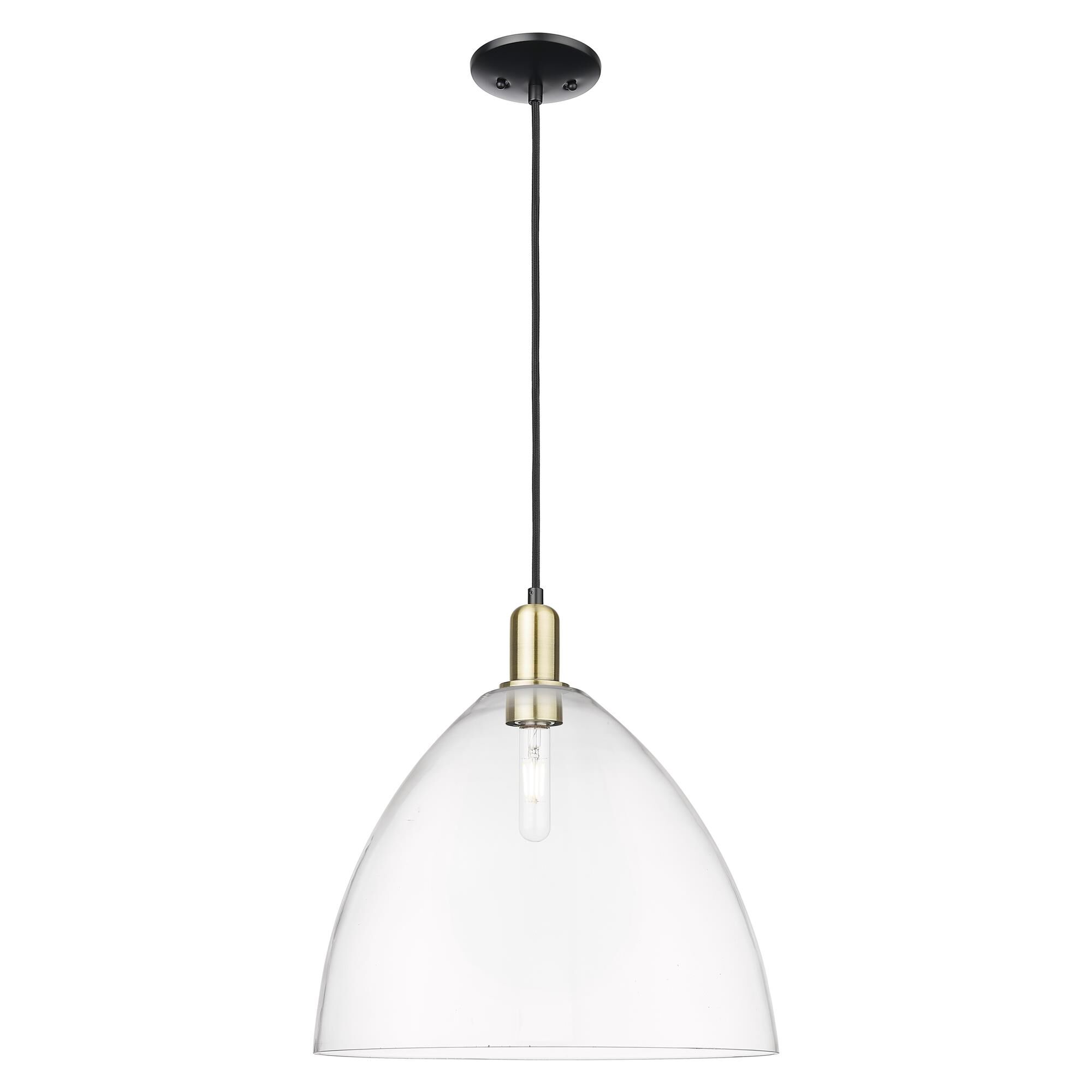 Shown in Black Antique Brass finish and Clear glass