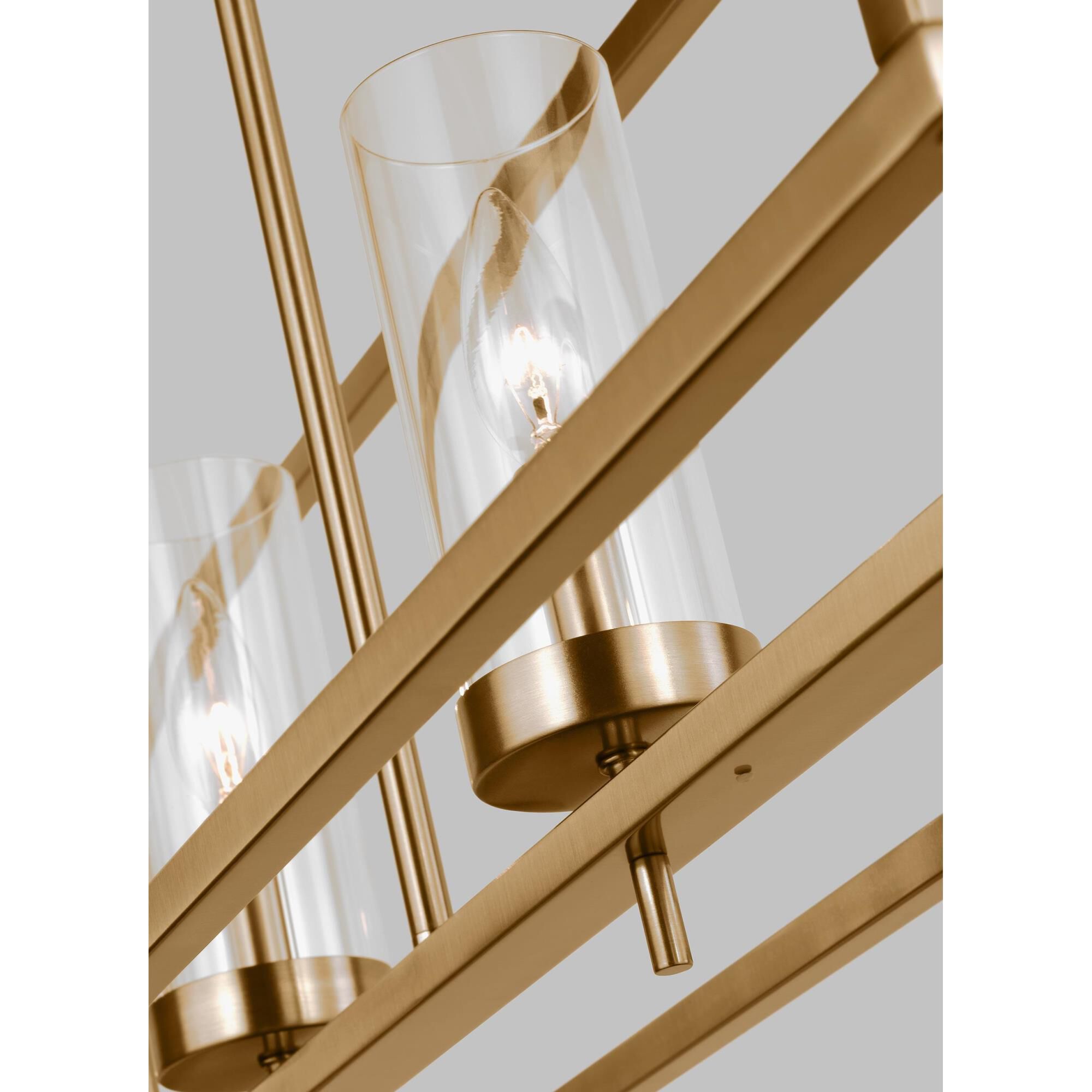 Shown in Satin Brass finish and Clear Glass s shade