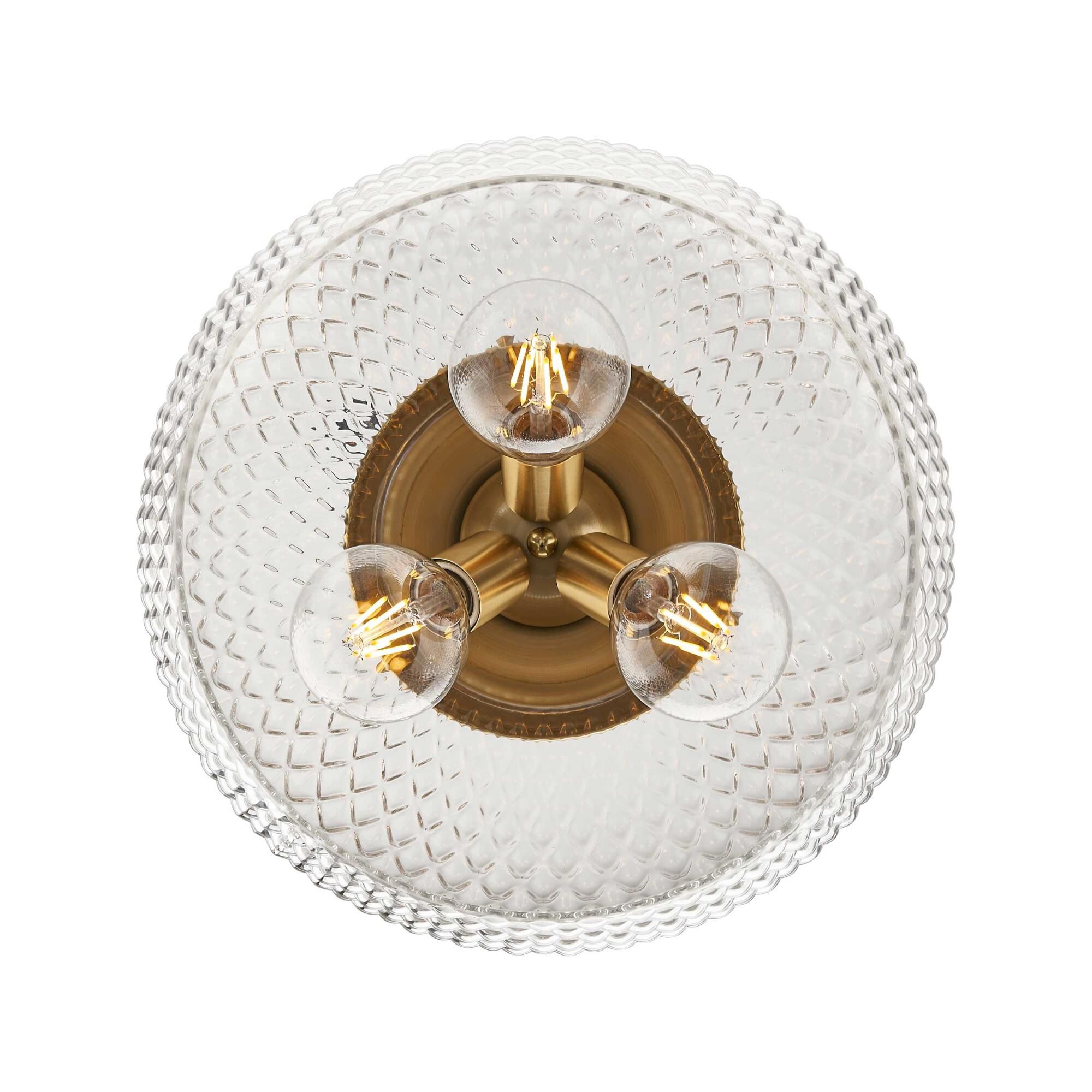 Shown in Modern Brushed Gold finish and Clear glass