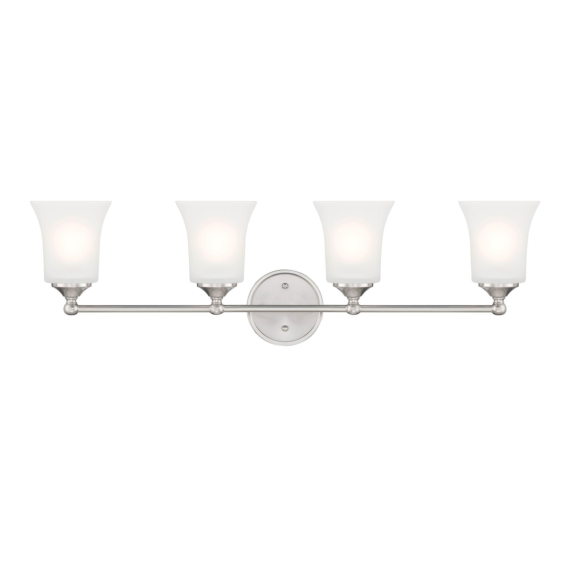 Shown in Brushed Nickel finish and Frosted glass