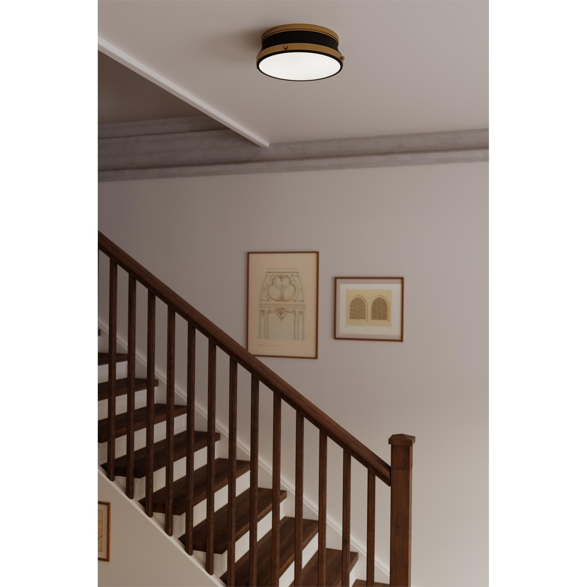 Shown in Legacy Brass and Dark Matte Black finish and Etched Opal glass