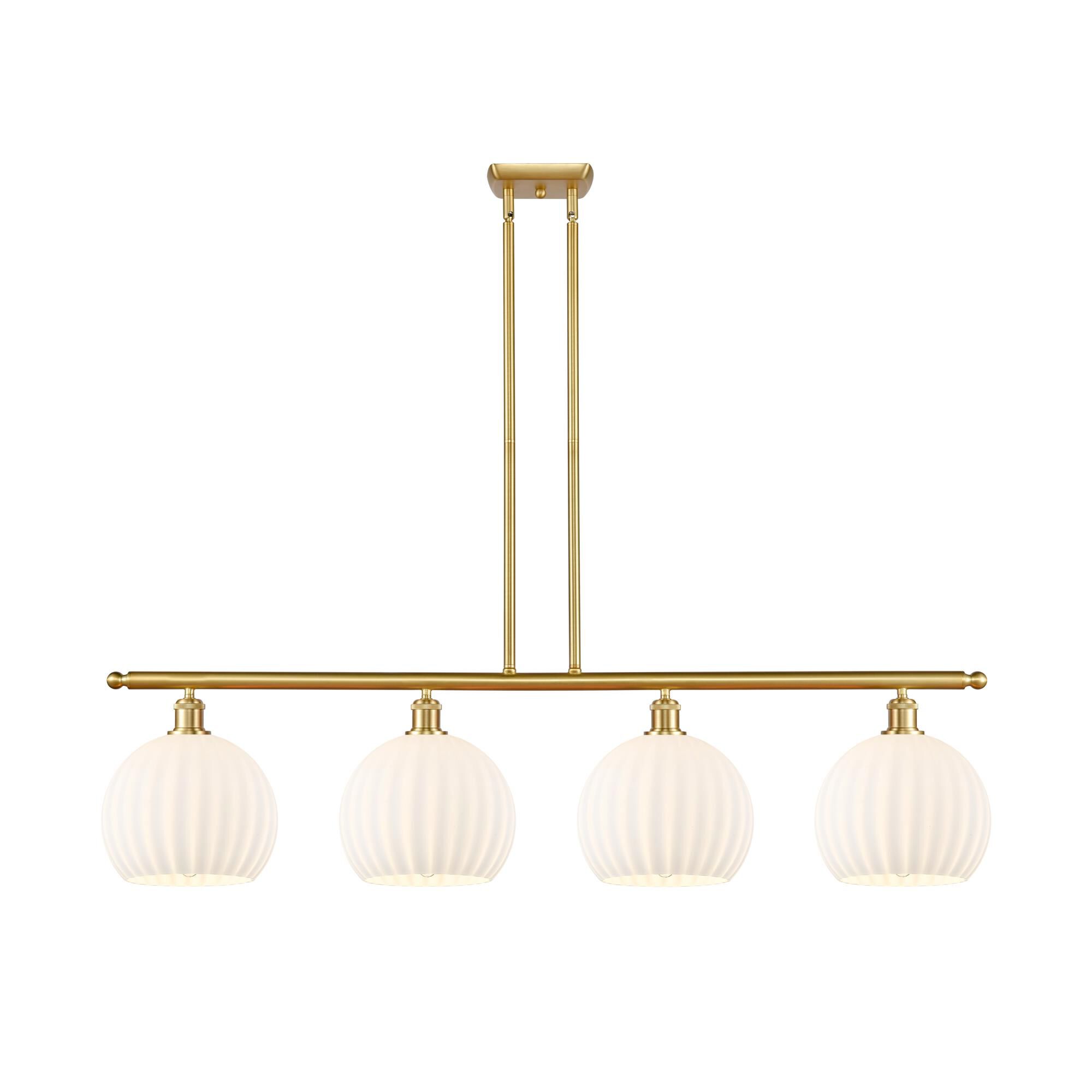 Shown in Satin Gold finish and White Venetian glass