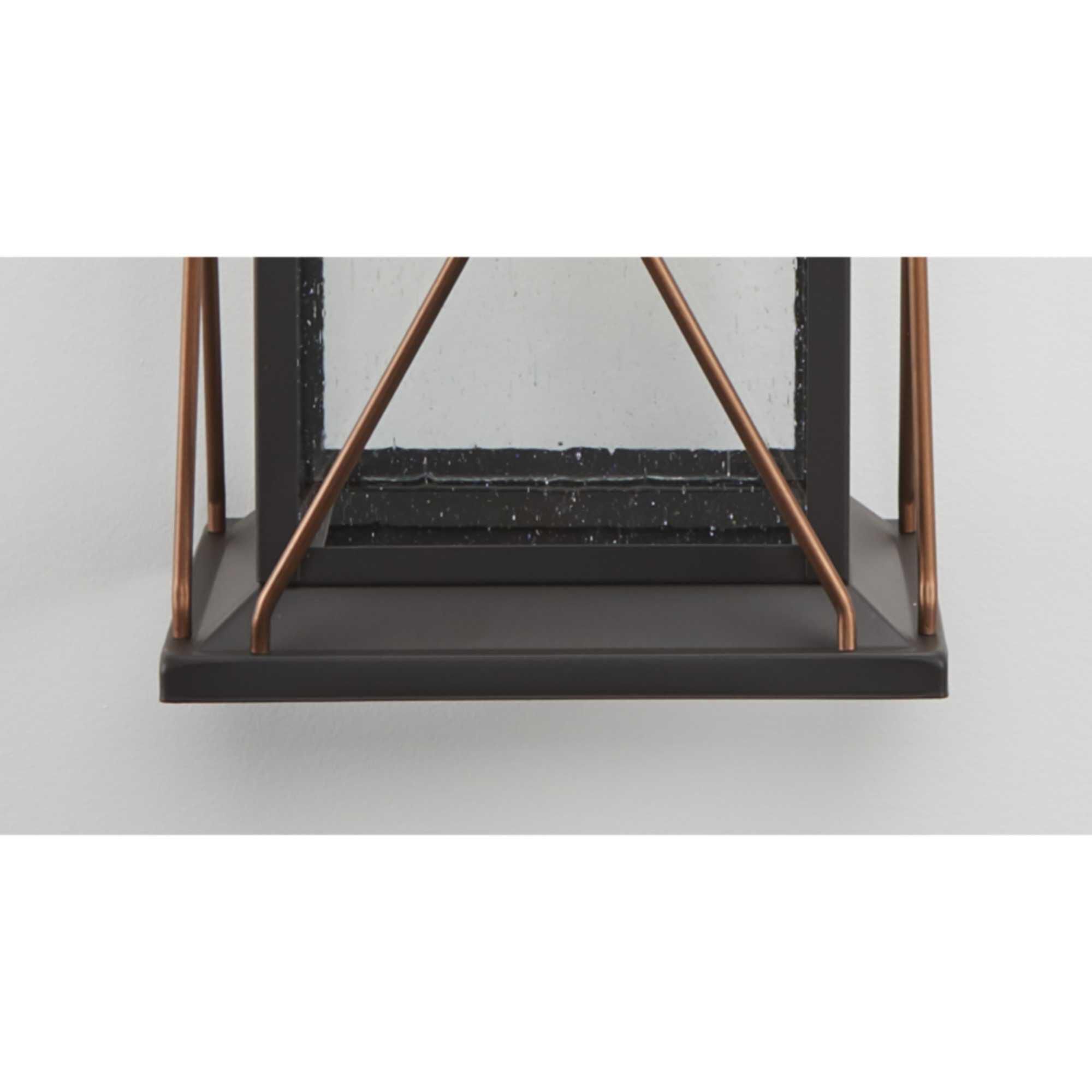 Shown in Antique Bronze finish and Clear Seeded glass