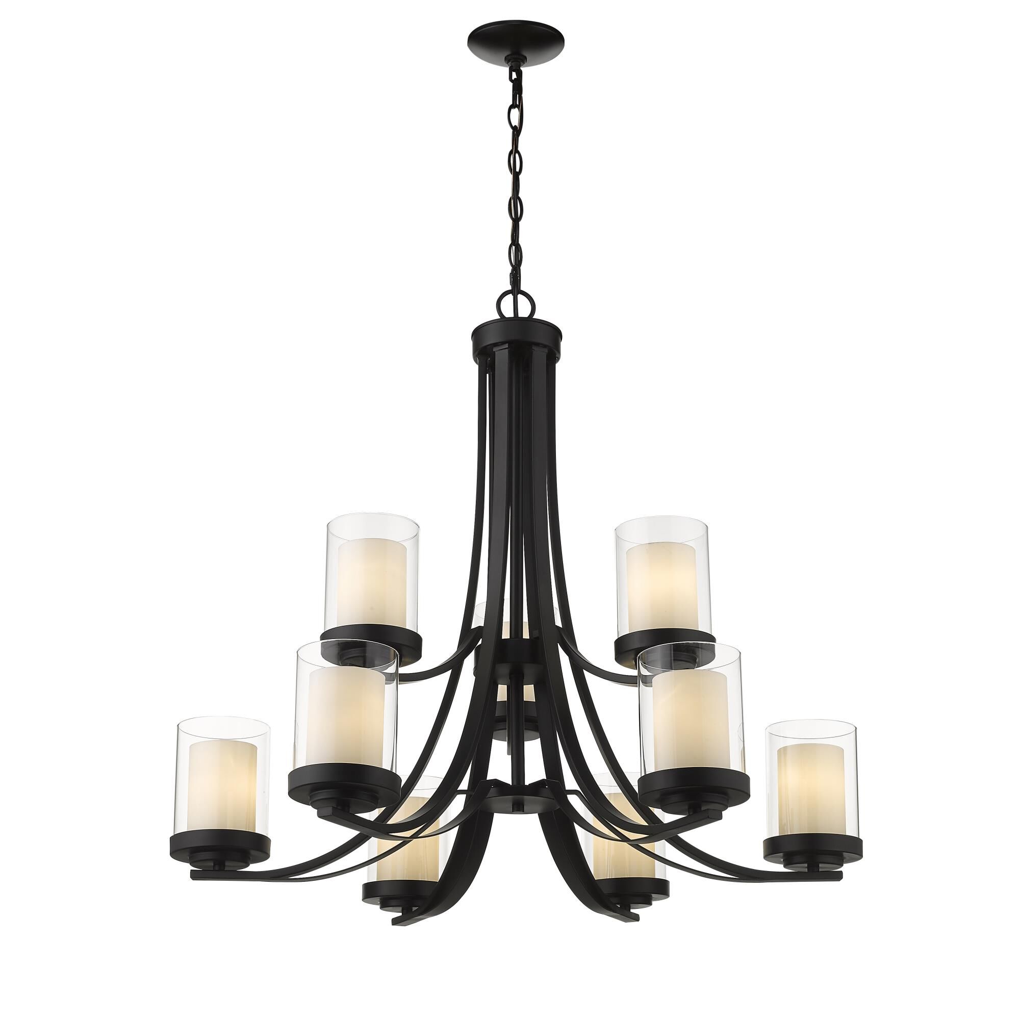Shown in Matte Black finish and Glass shade