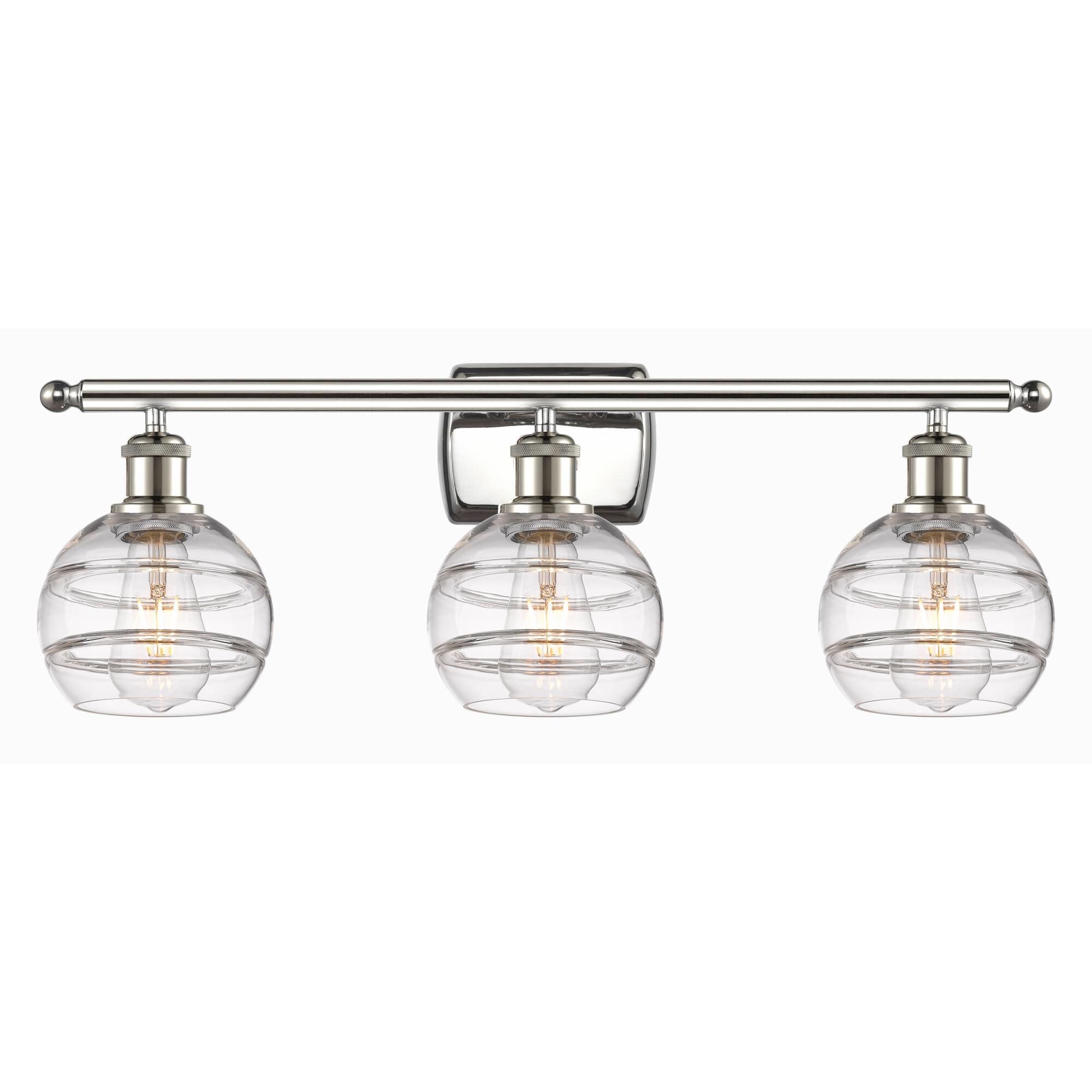 Shown in Polished Nickel finish and Clear glass