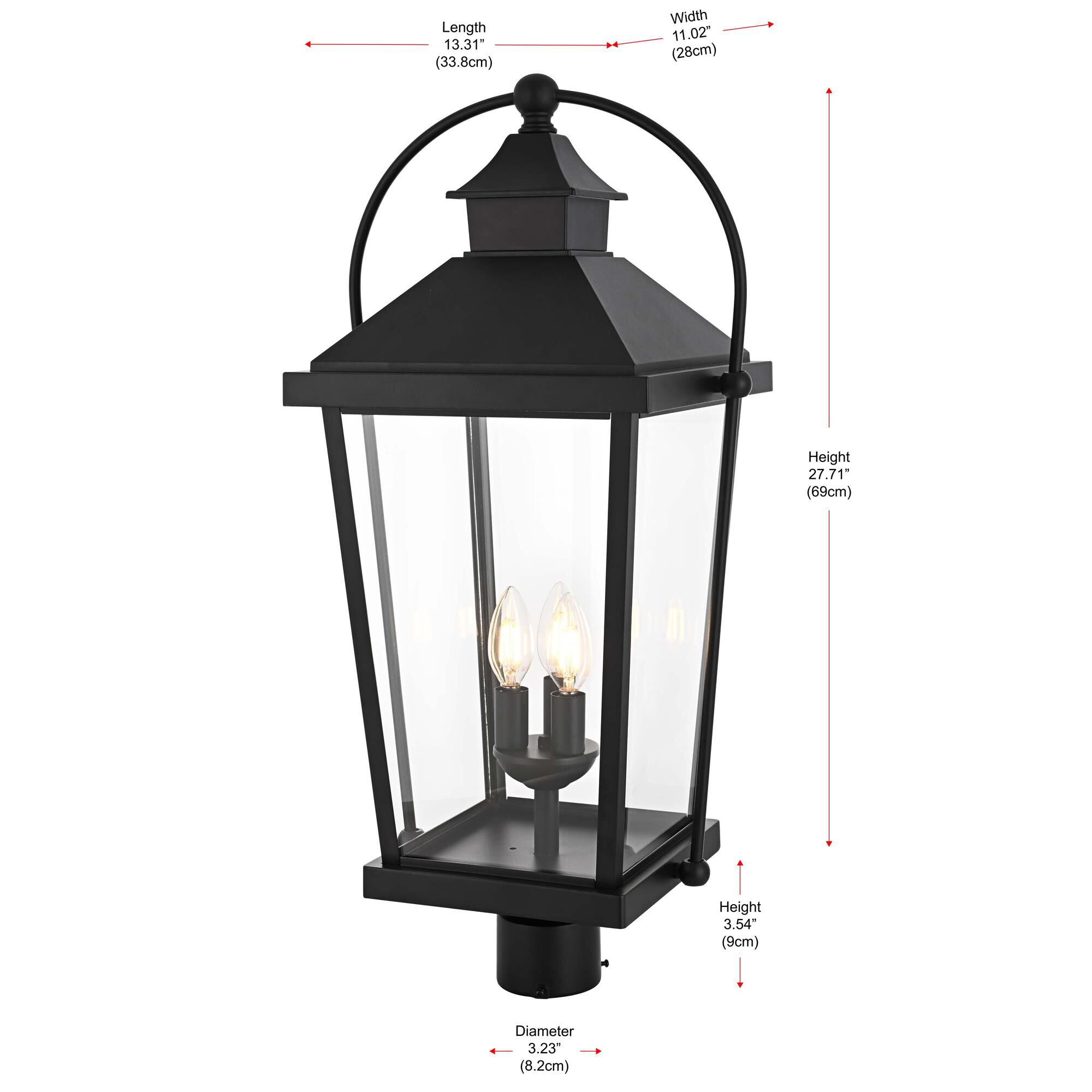 Shown in Black finish and Clear glass