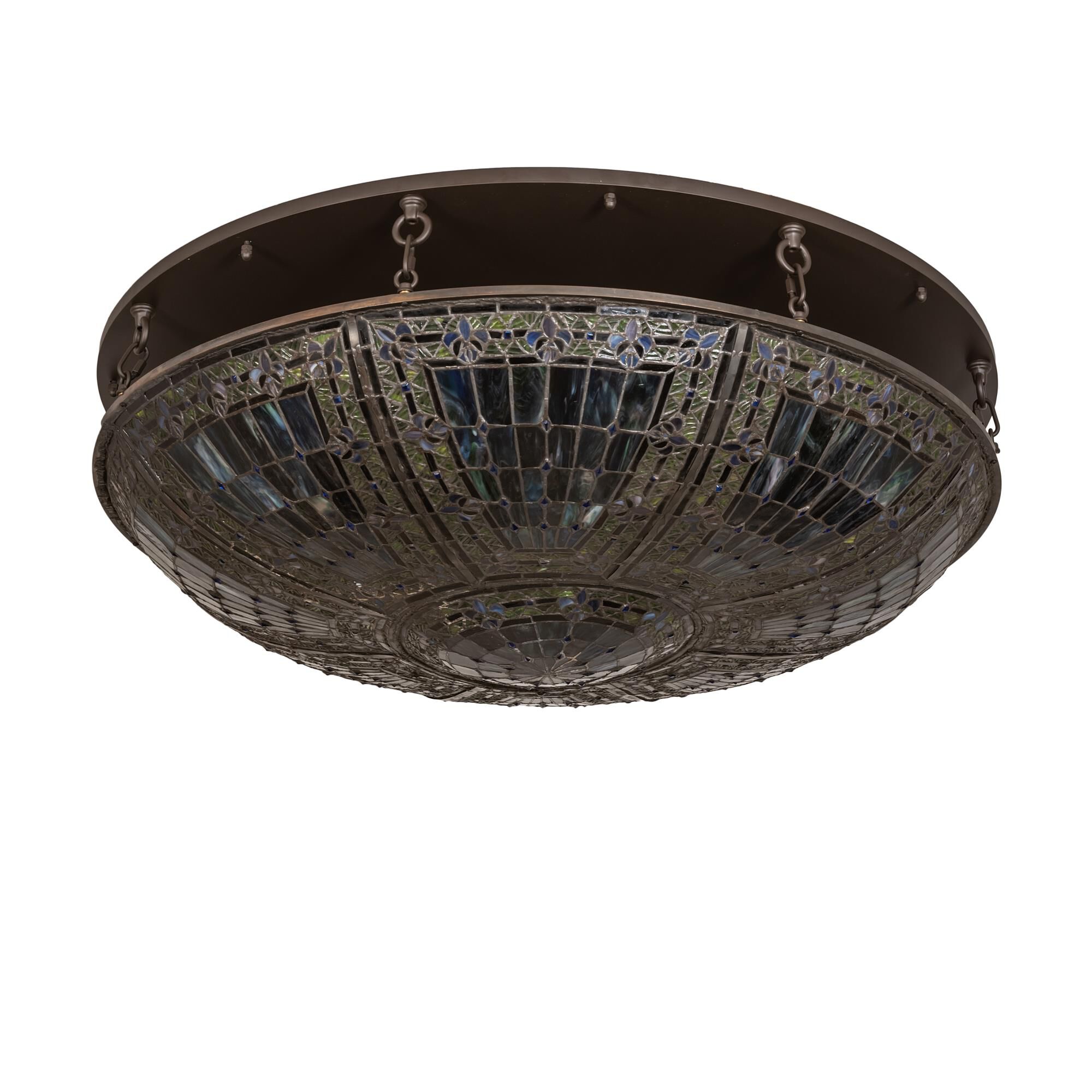 Shown in Oil Rubbed Bronze finish and Green;Blue glass