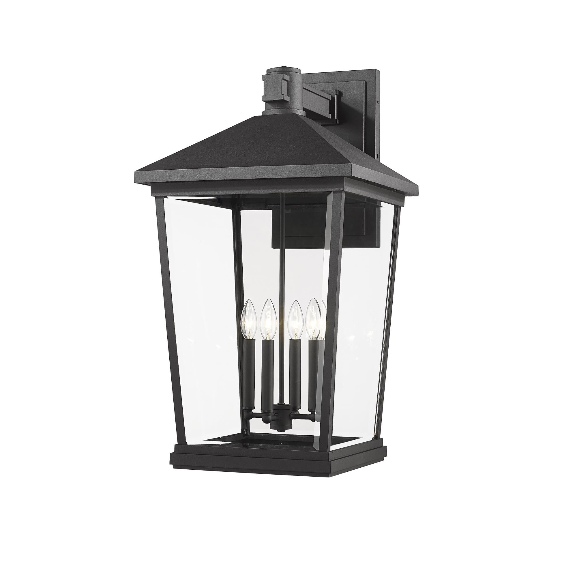 Shown in Black finish and Glass shade