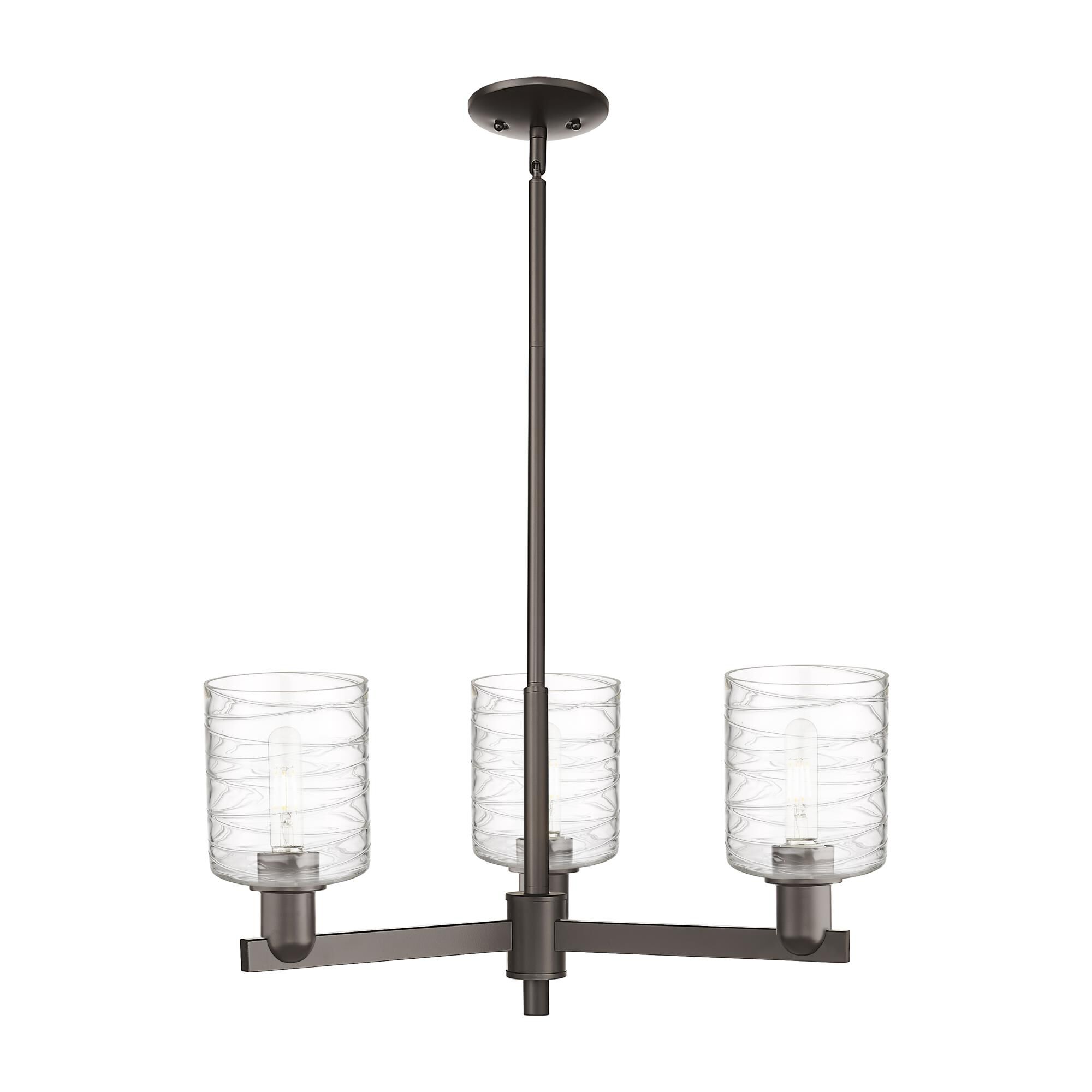 Shown in Oil Rubbed Bronze finish and Deco Swirl glass