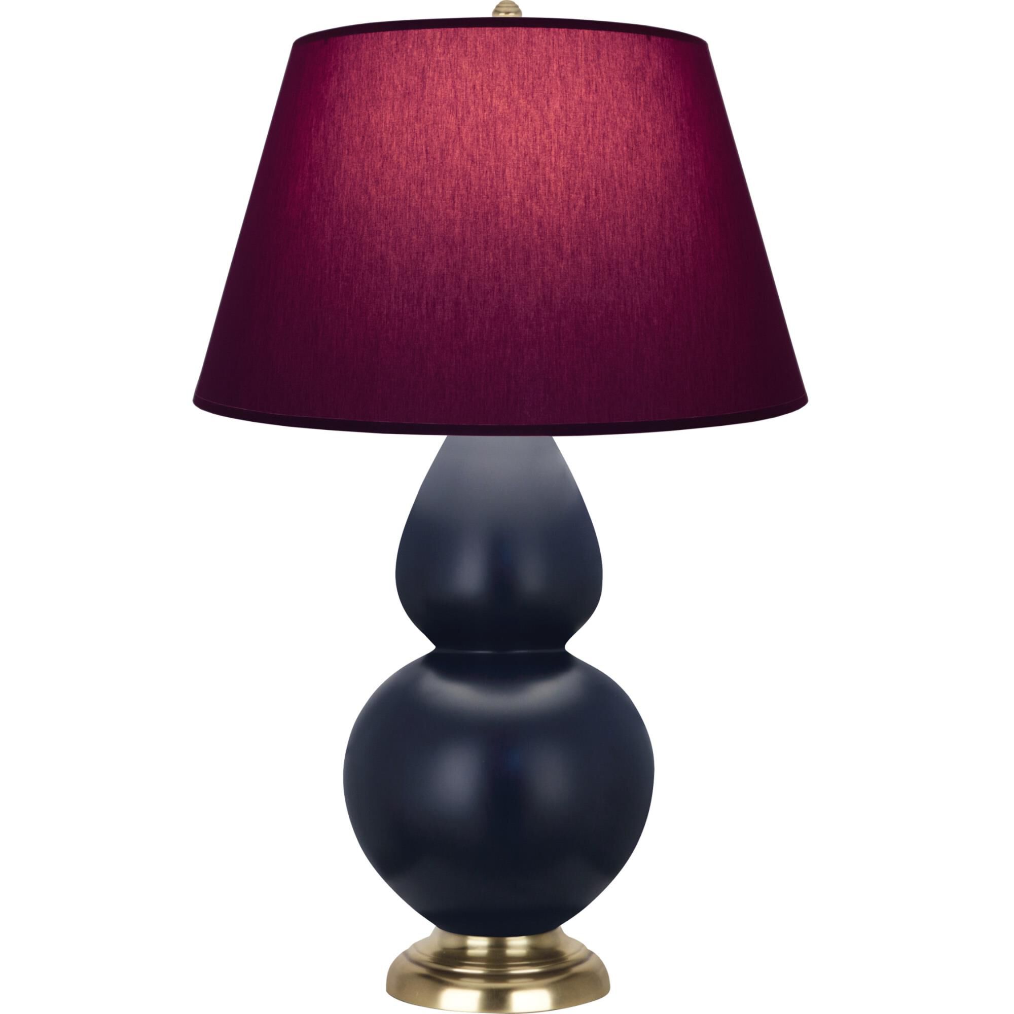 Shown in Matte Midnight Blue finish and Plum and Lavender shade and Antique Brass accent