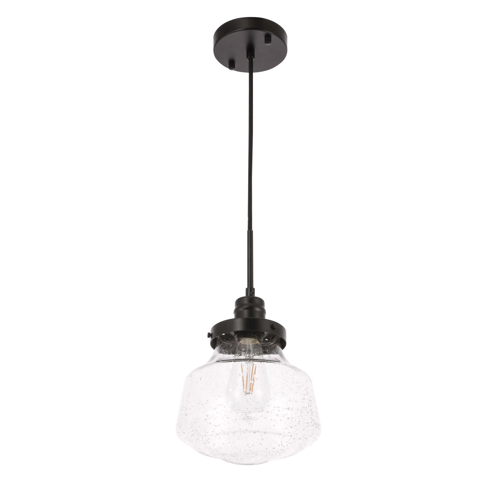 Shown in Black finish and Clear Bubble  glass