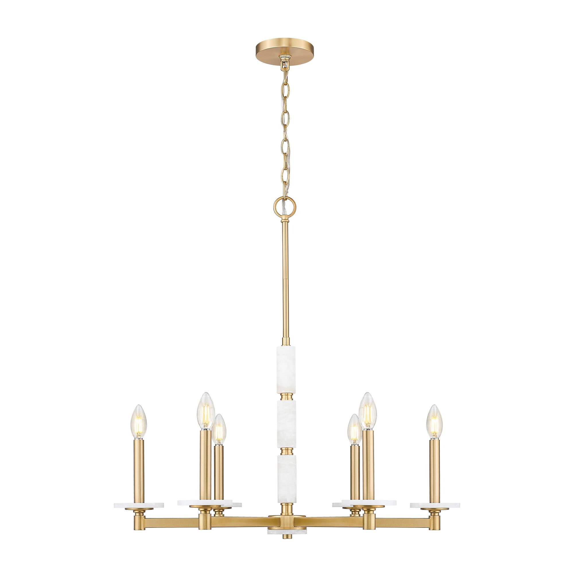Shown in Modern Gold finish and Alabaster glass and Alabaster shade