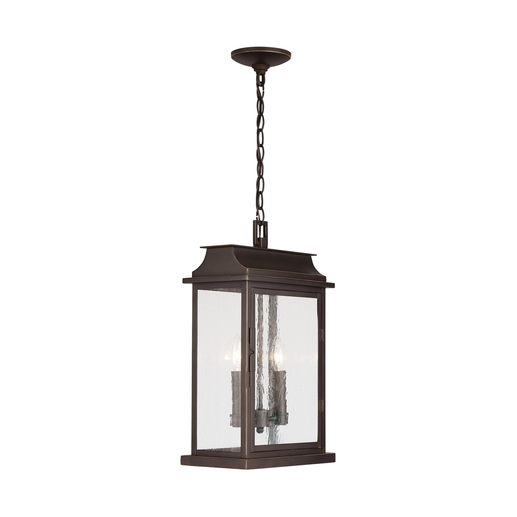 Shown in Oiled Bronze finish and Antiqued glass