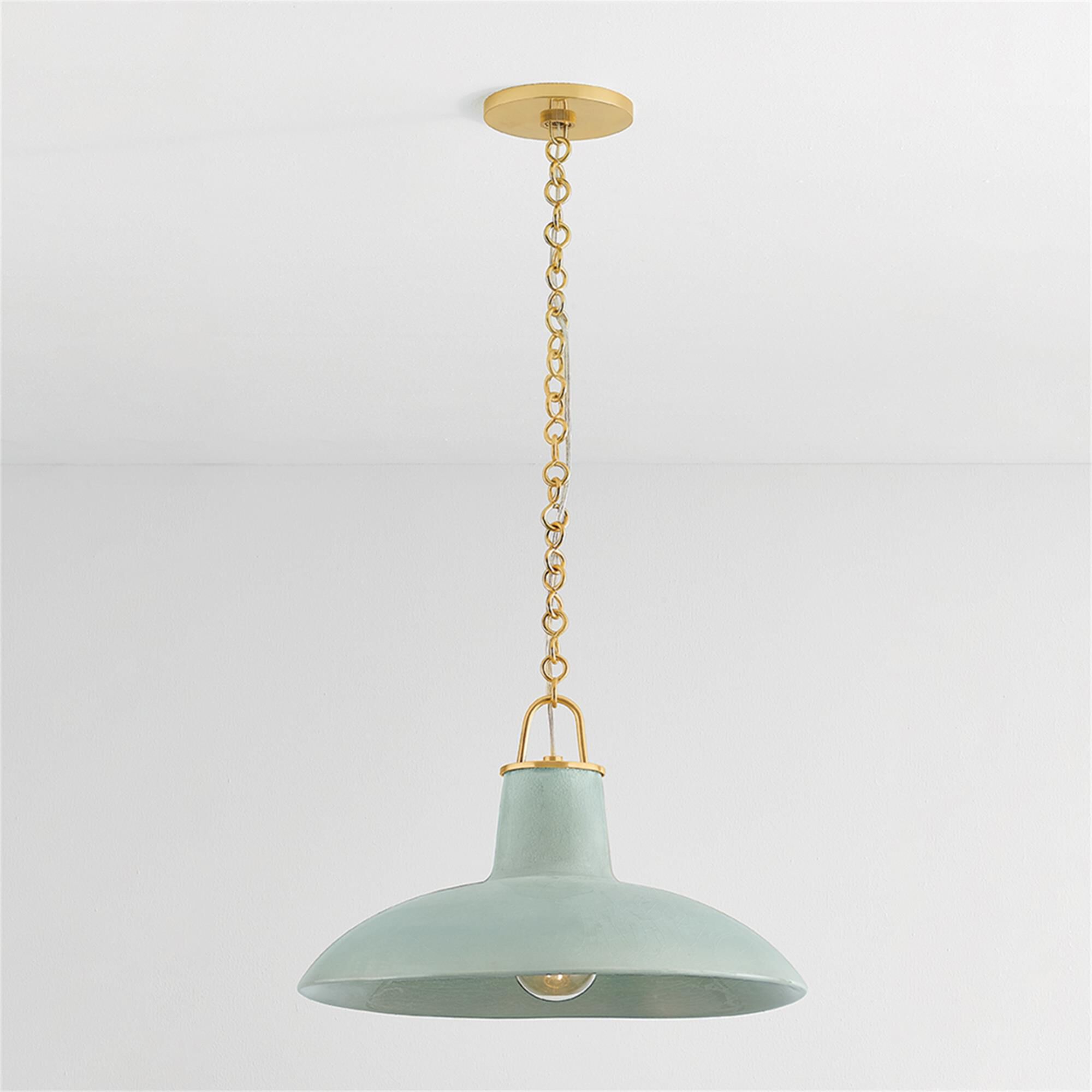 Shown in Aged Brass and Ceramic Moss Crackle finish