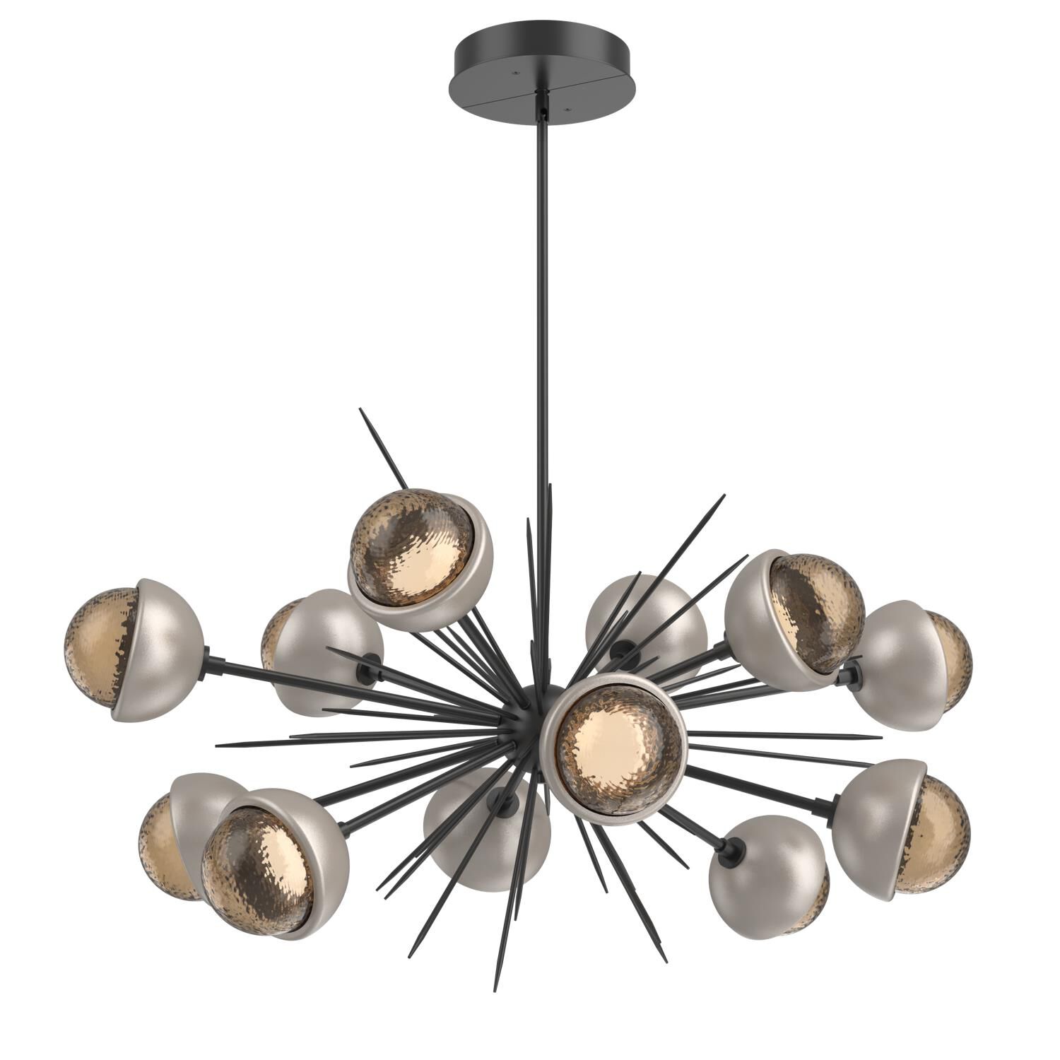 Shown in Matte Black finish and Bronze glass and Beige Silver accent