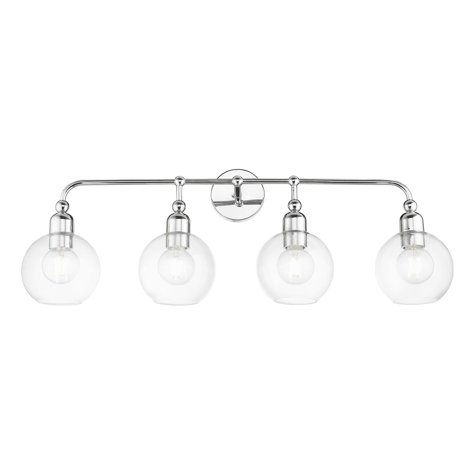 Shown in Polished Chrome finish and Clear glass