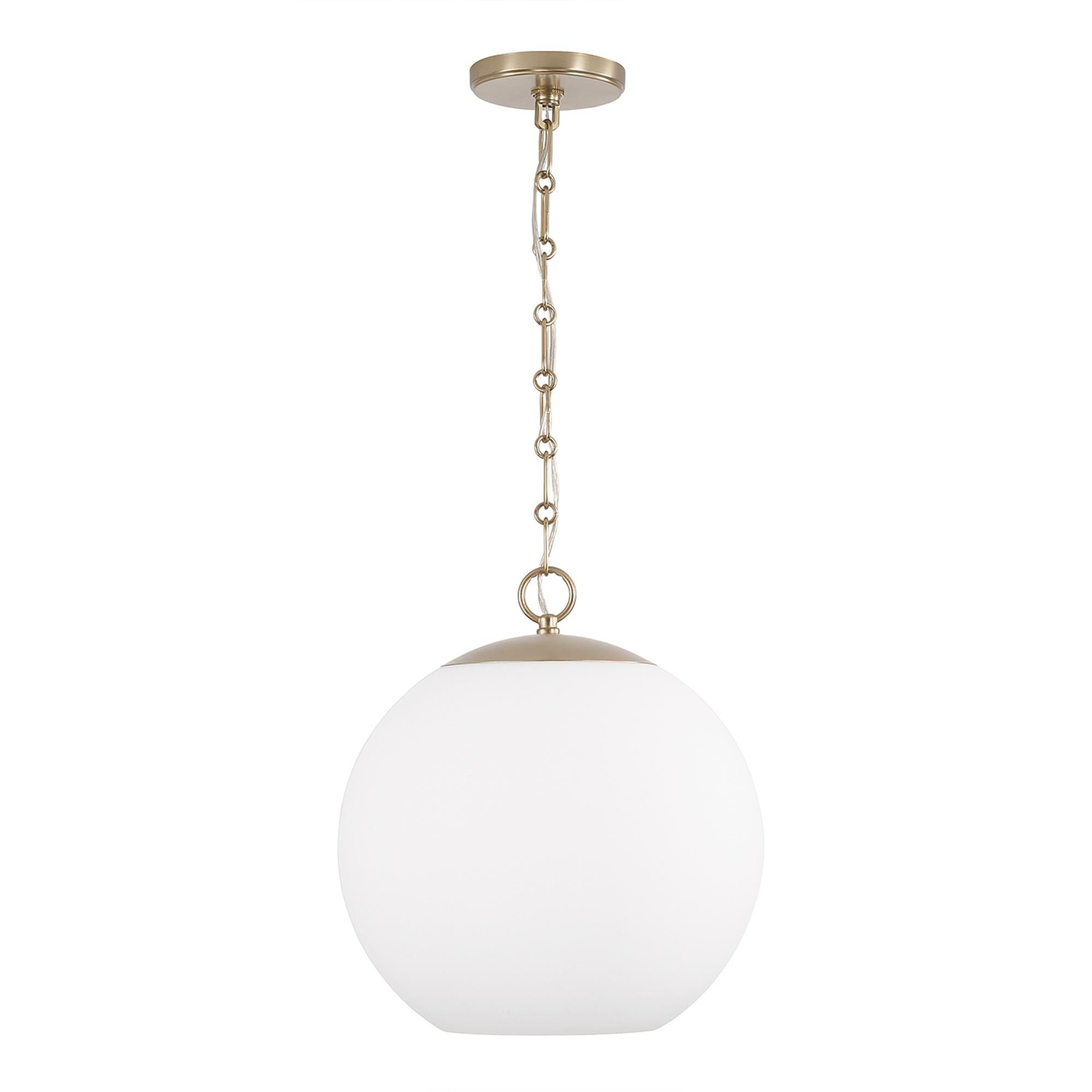 Shown in Matte Brass finish and Soft White glass