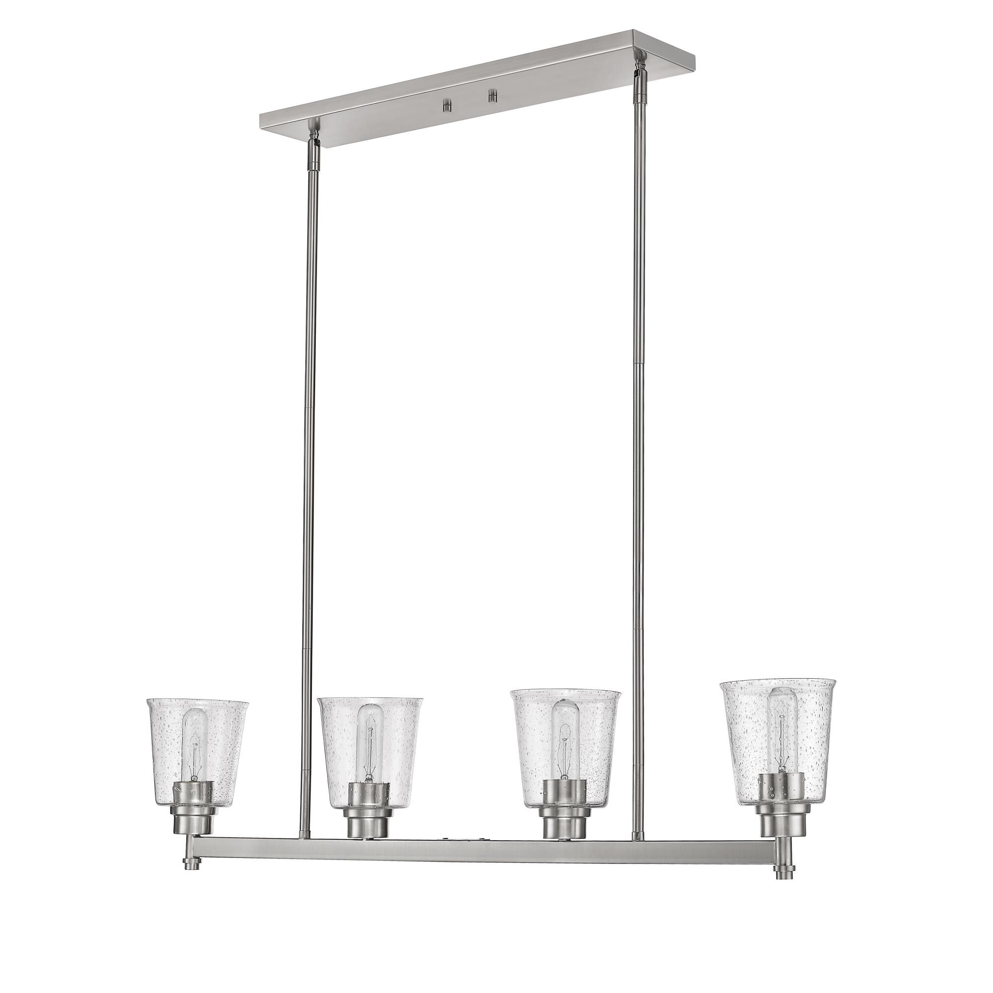 Shown in Brushed Nickel finish and Glass shade