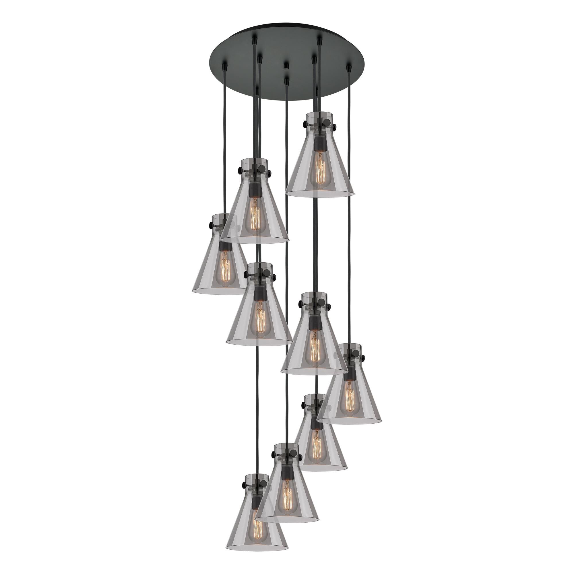 Shown in Matte Black finish and Light Smoke glass and Light Smoke Glass shade
